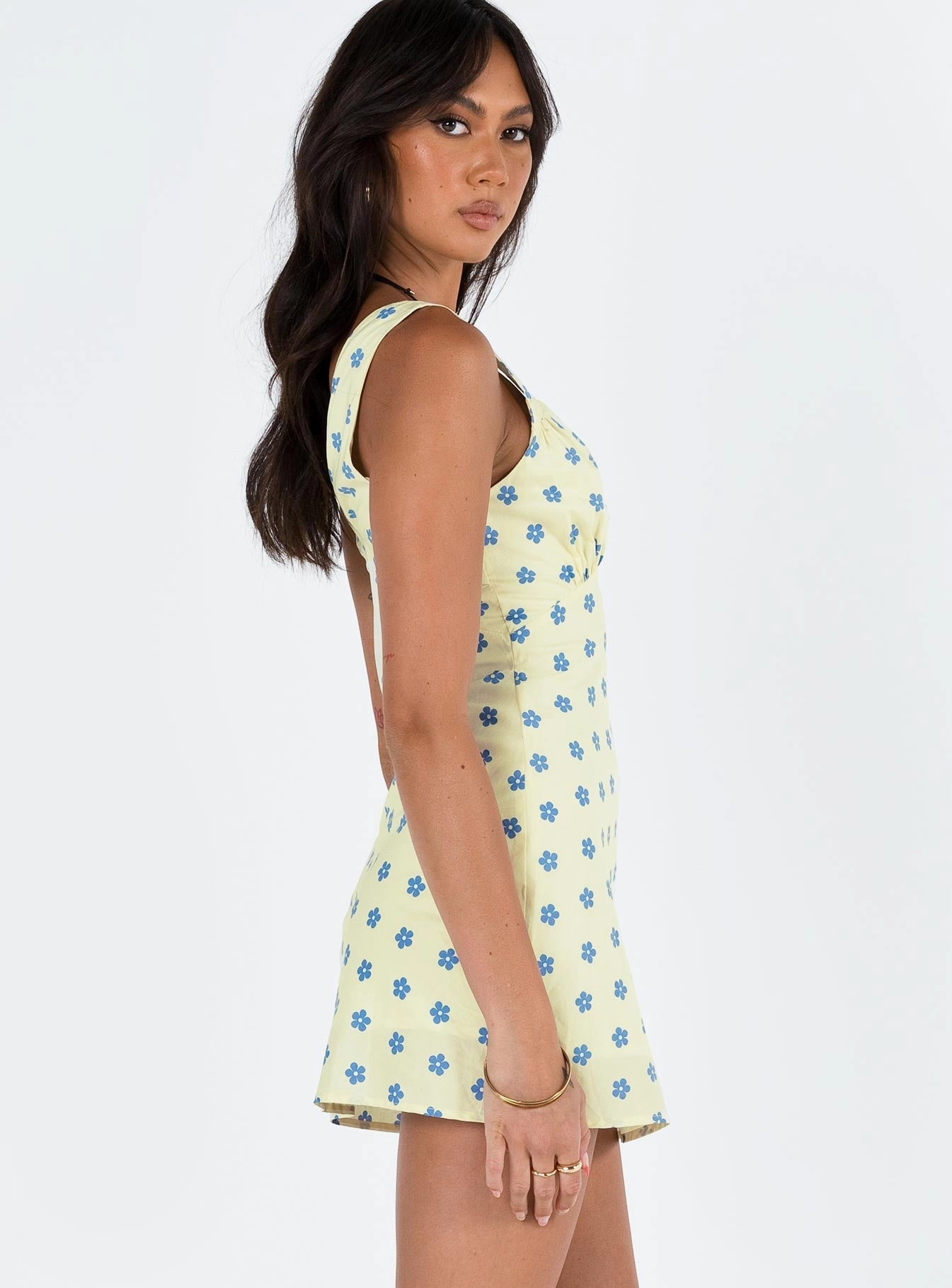Cordero Mini Dress Yellow Floral Move Free Refined fit