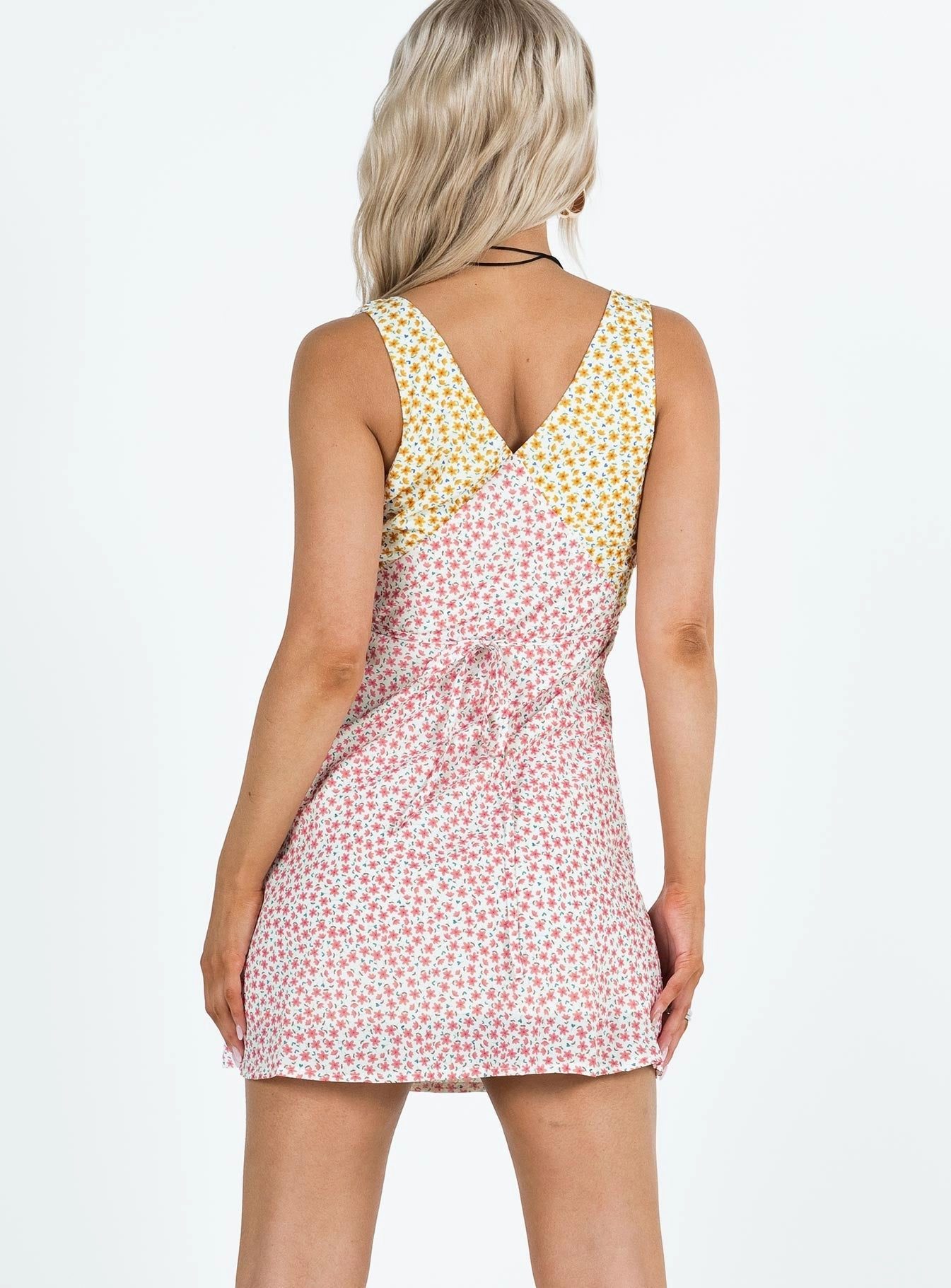Modern Touch Nellie Two Tone Mini Dress Yellow / Pink Floral