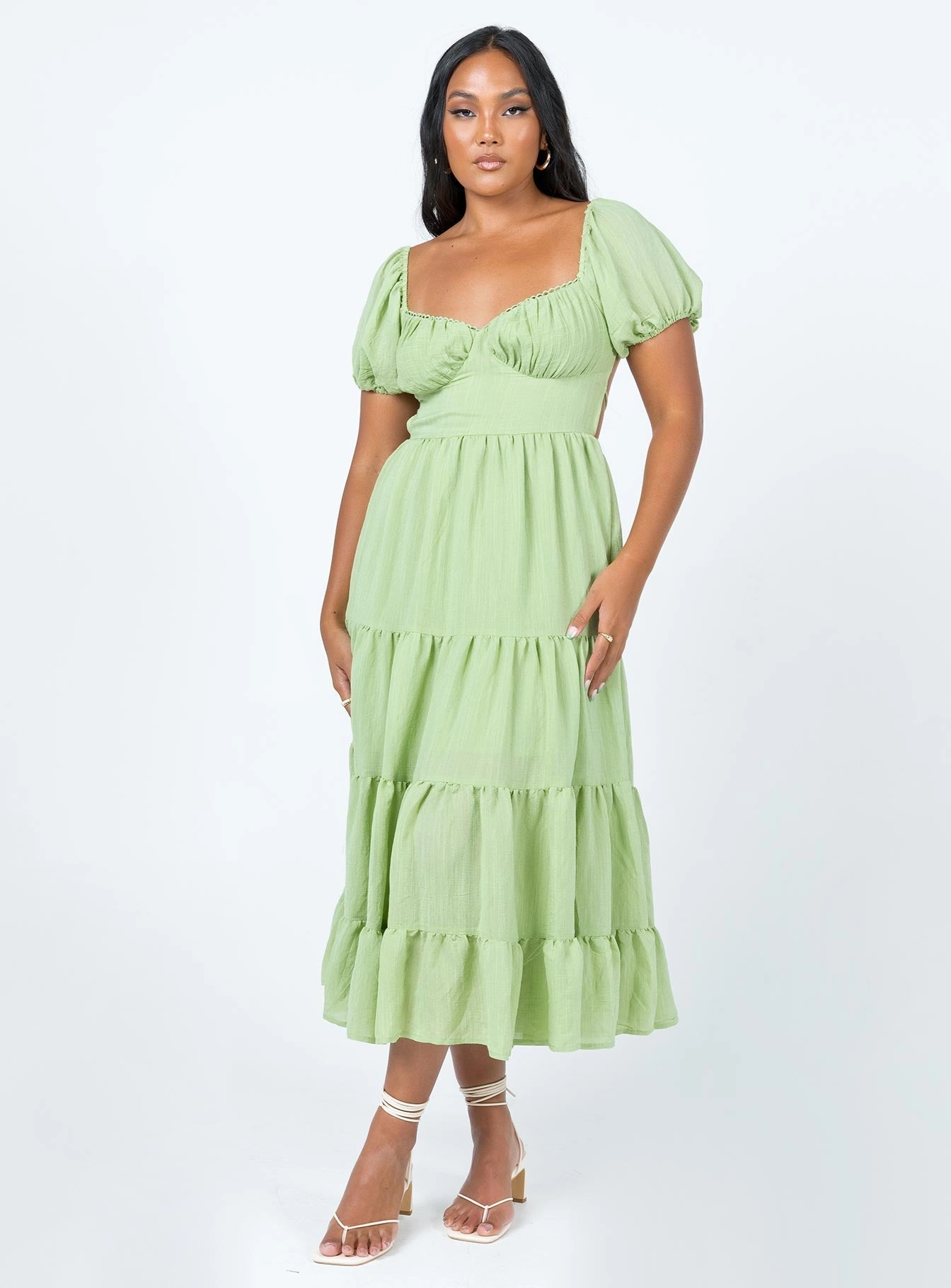 Danny Midi Dress Green Chic Layer Office Mood