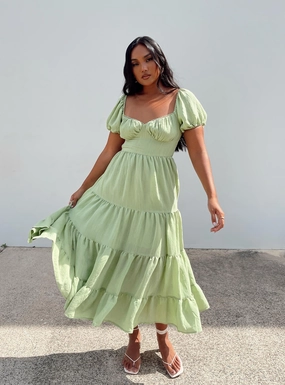 Danny Midi Dress Green Lunch Date loose silhouette