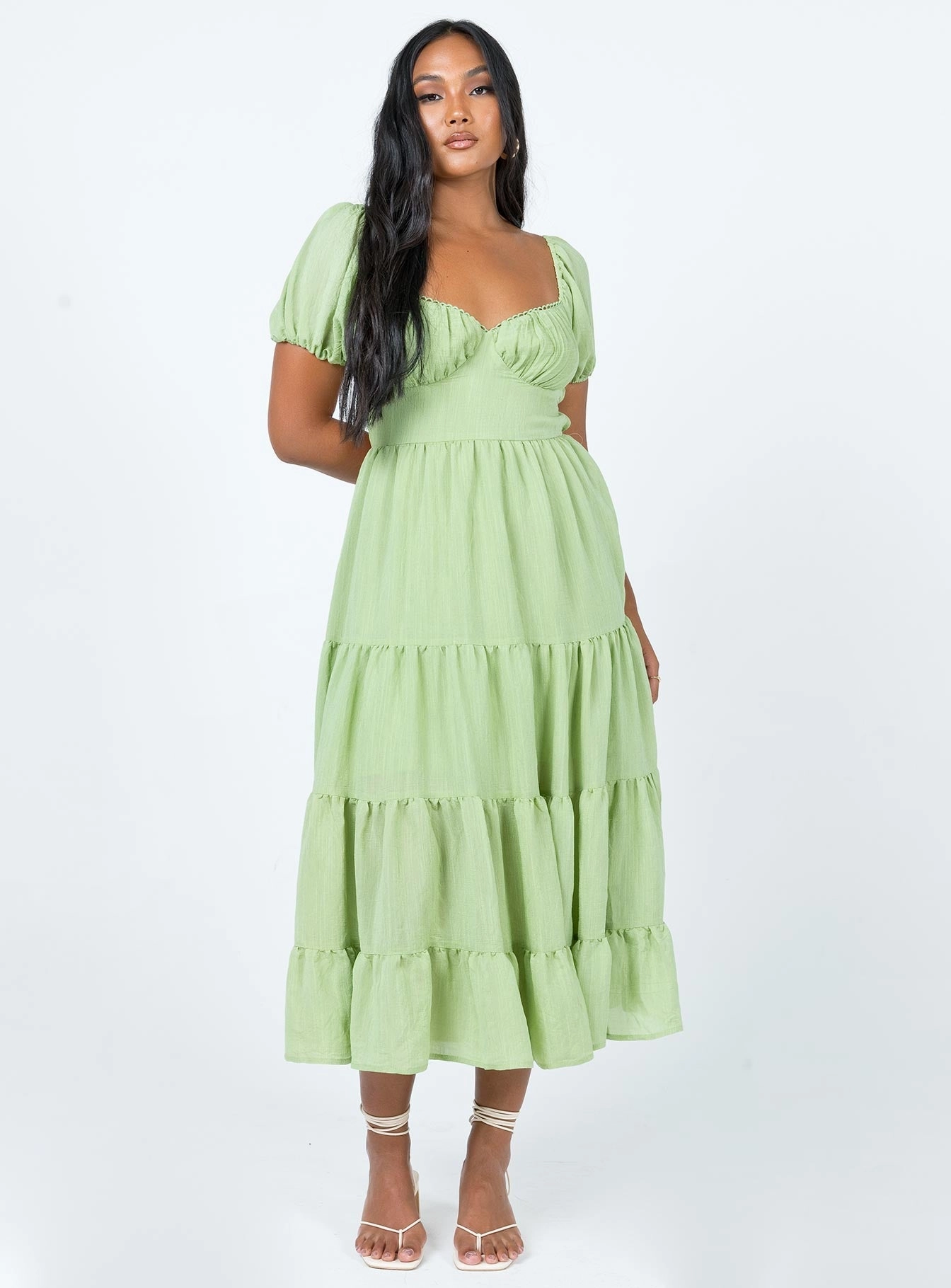 Vibrant Style Sharp Fit Danny Midi Dress Green