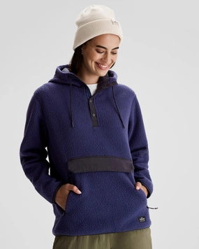 Women's Co-Z High Pile Hooded Pullover  - Dark Horizon Fine Gauge