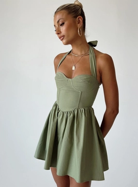 Sheer Overlay Lyle Mini Dress Sage