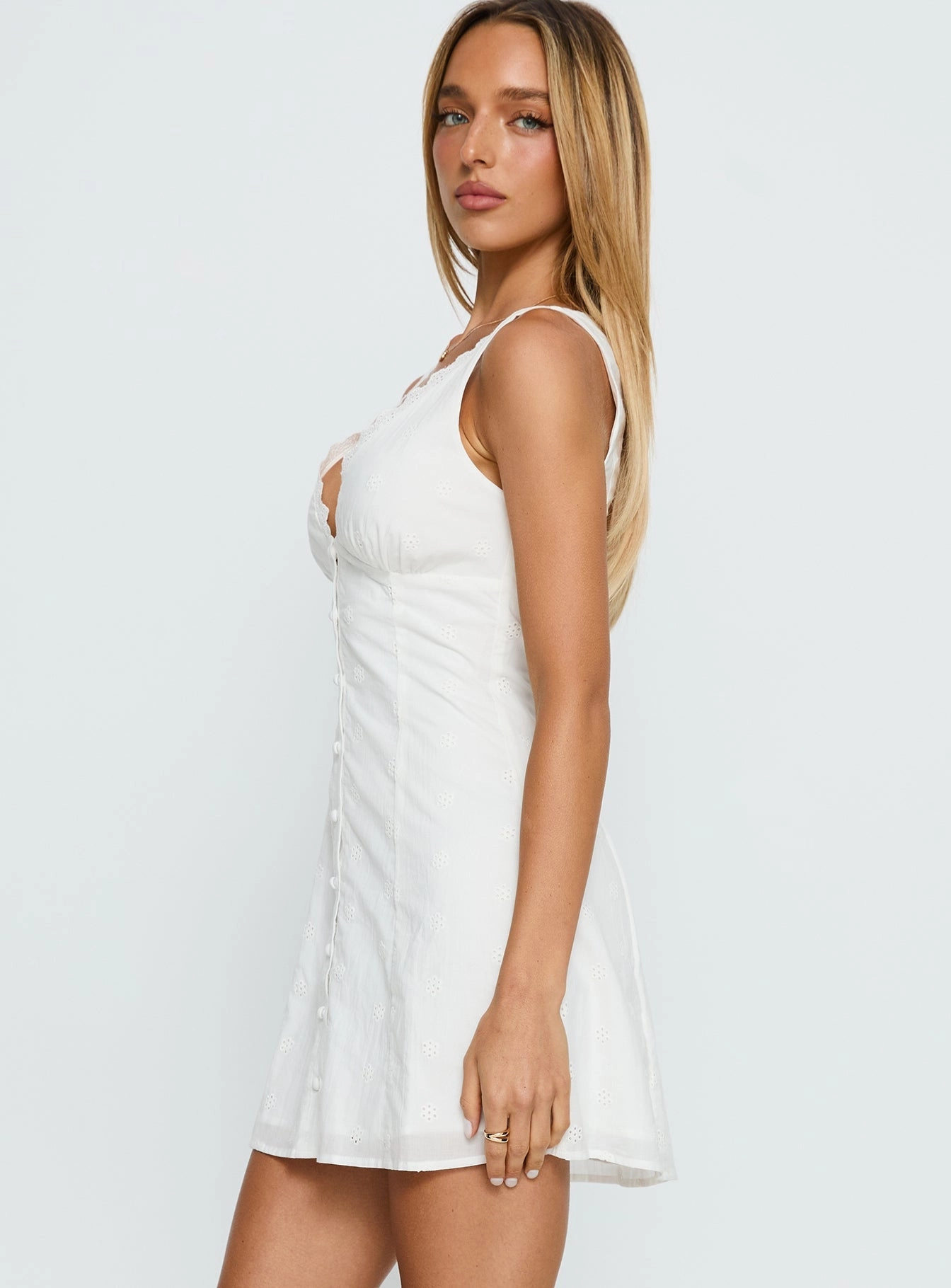 Blysse Broderie Anglais Mini Dress White Gender Inclusive