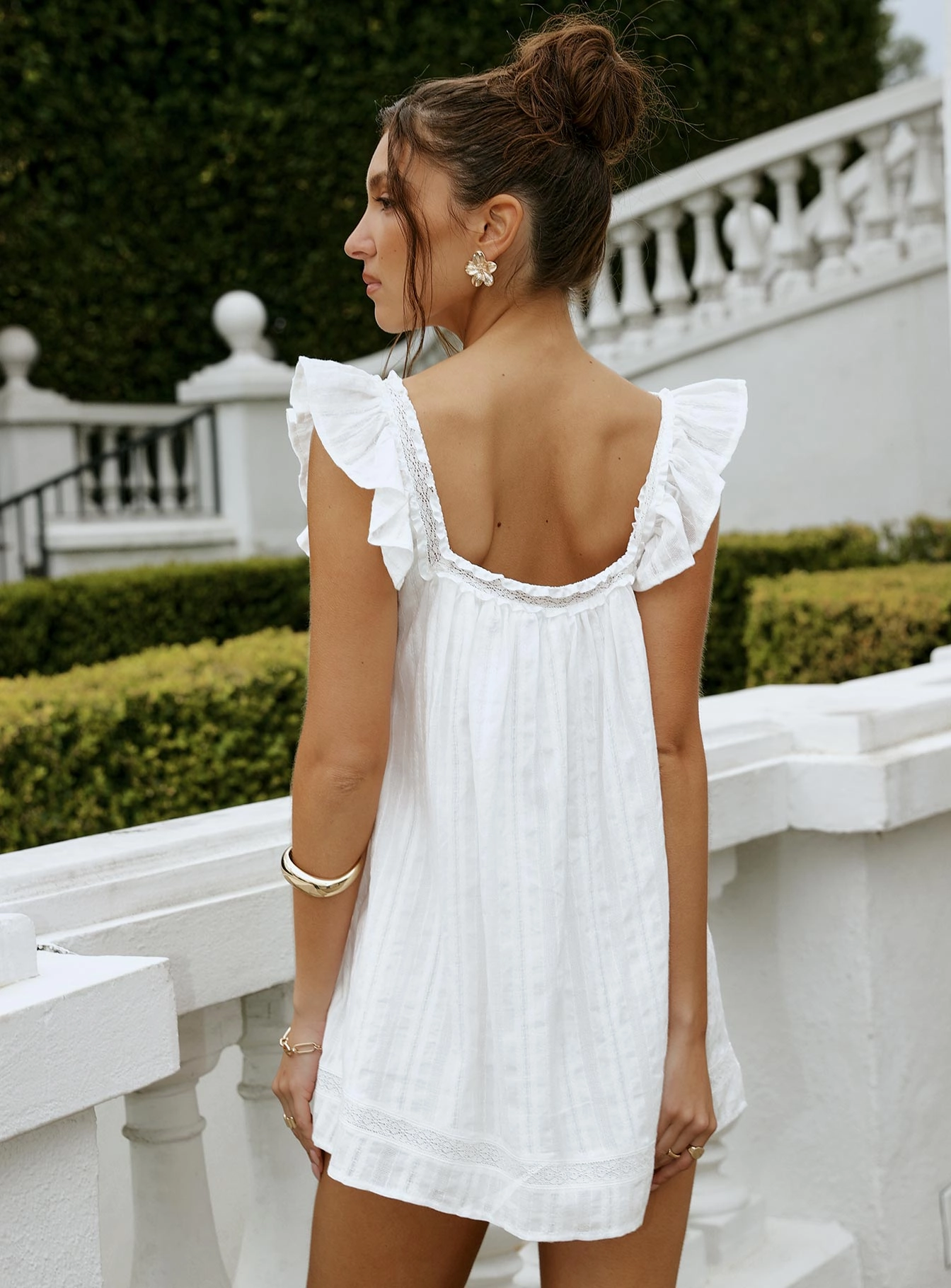 Summerland Broiderie Mini Dress White Cozy Balance