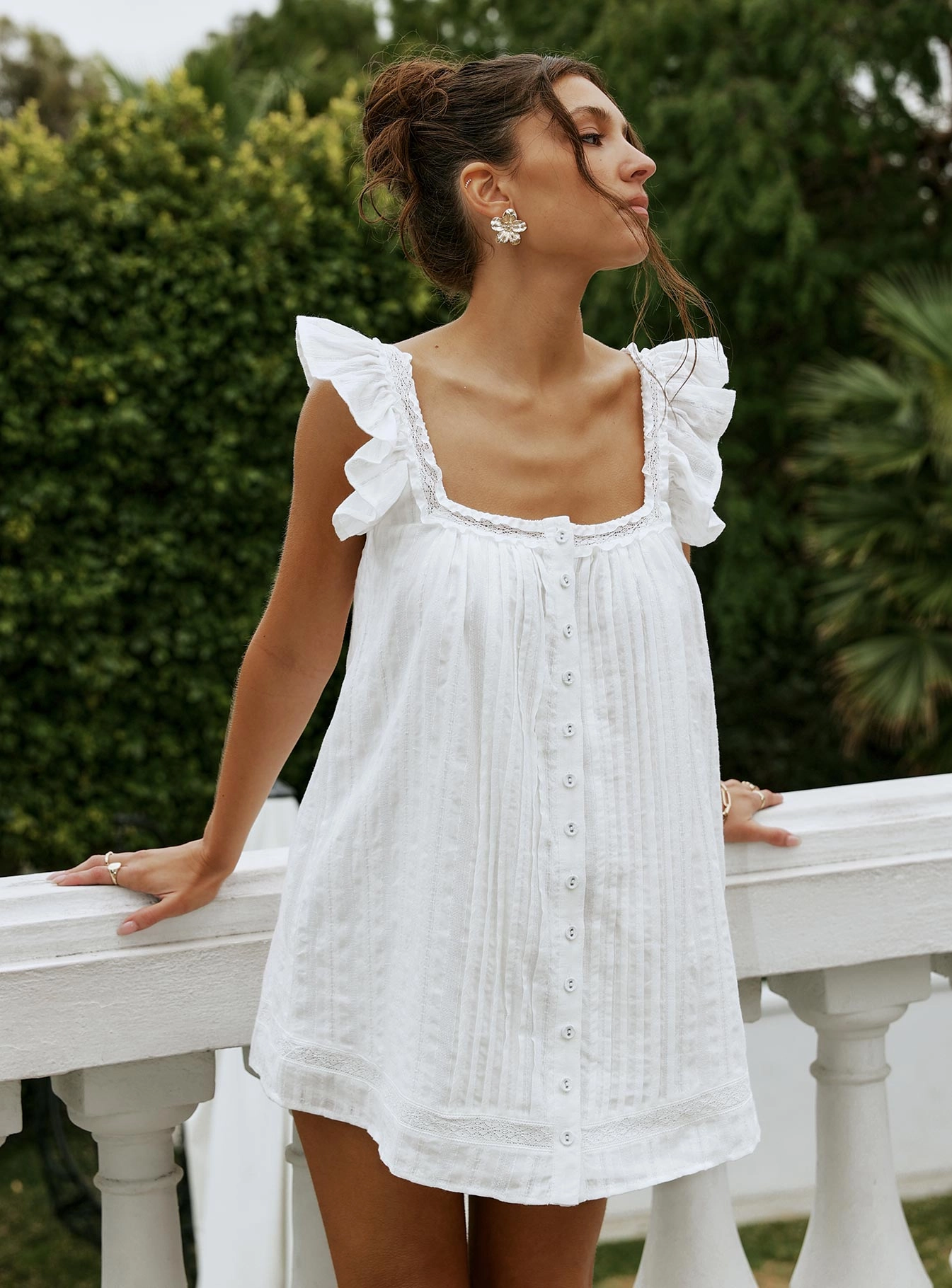Classic Movement Flowing Fit Summerland Broiderie Mini Dress White