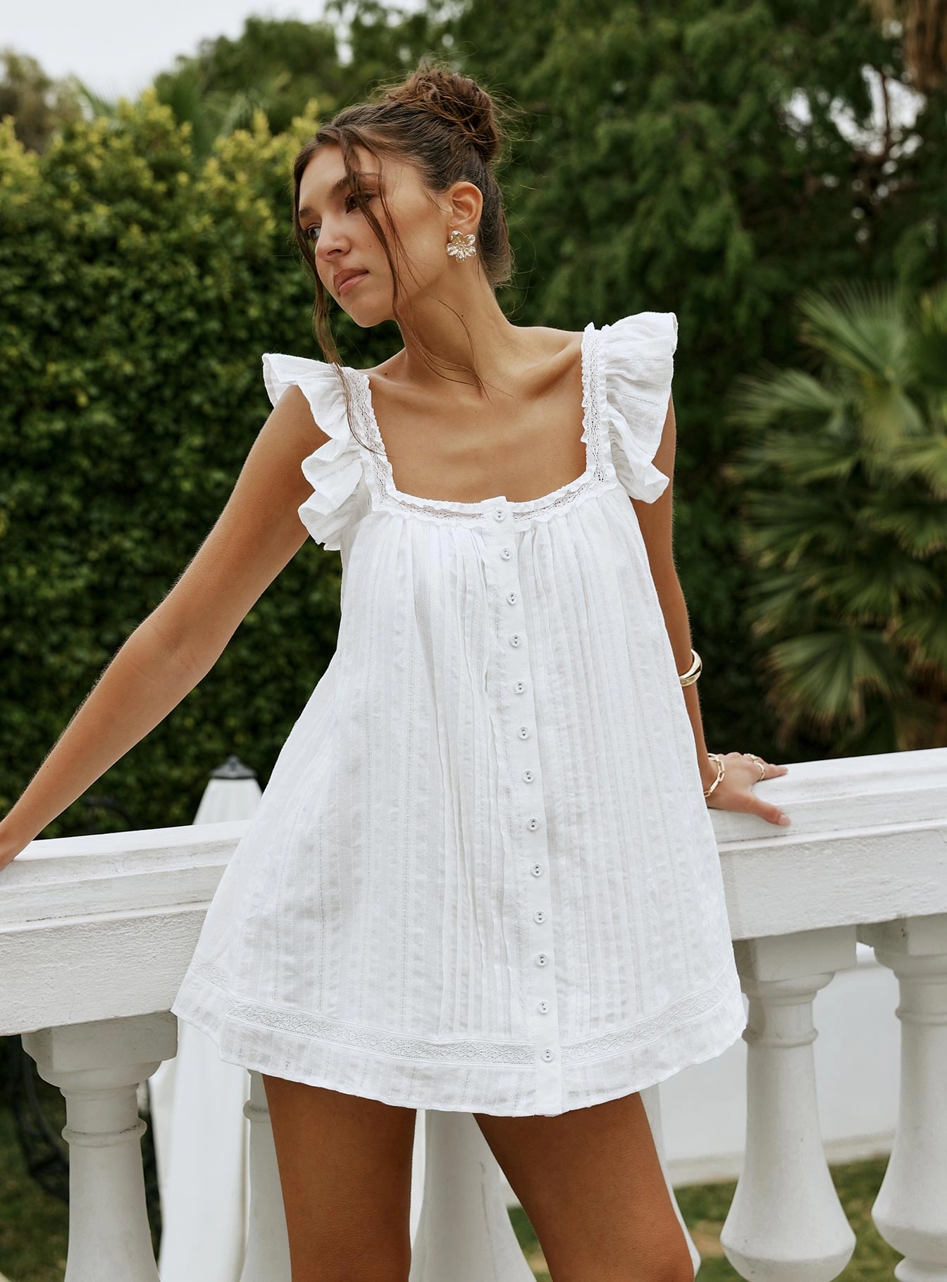Summerland Broiderie Mini Dress White Polished Form