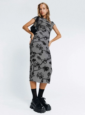 All-day style Magic Day Maruza Midi Dress Grey Floral