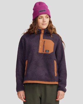 Co-Z High Pile Women's Hooded Pullover v2 - Orbit/Woodsy Stretchy Waist Garment Dyed Finish