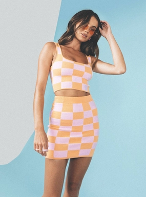 Task the Risk Mini Skirt Pink / Orange Clean Finish