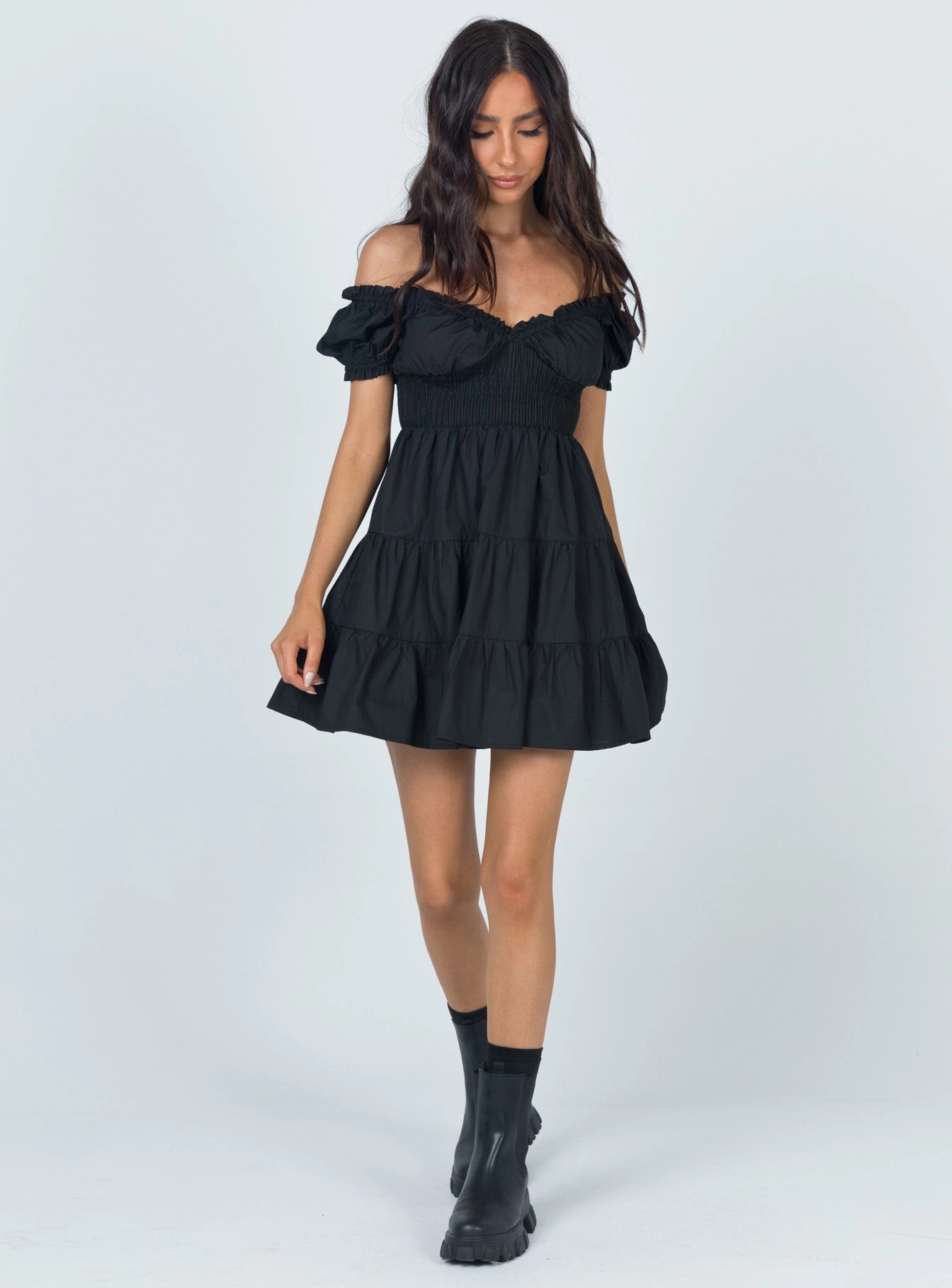 Daniela Mini Dress Black Belted-Style Hidden Zipper