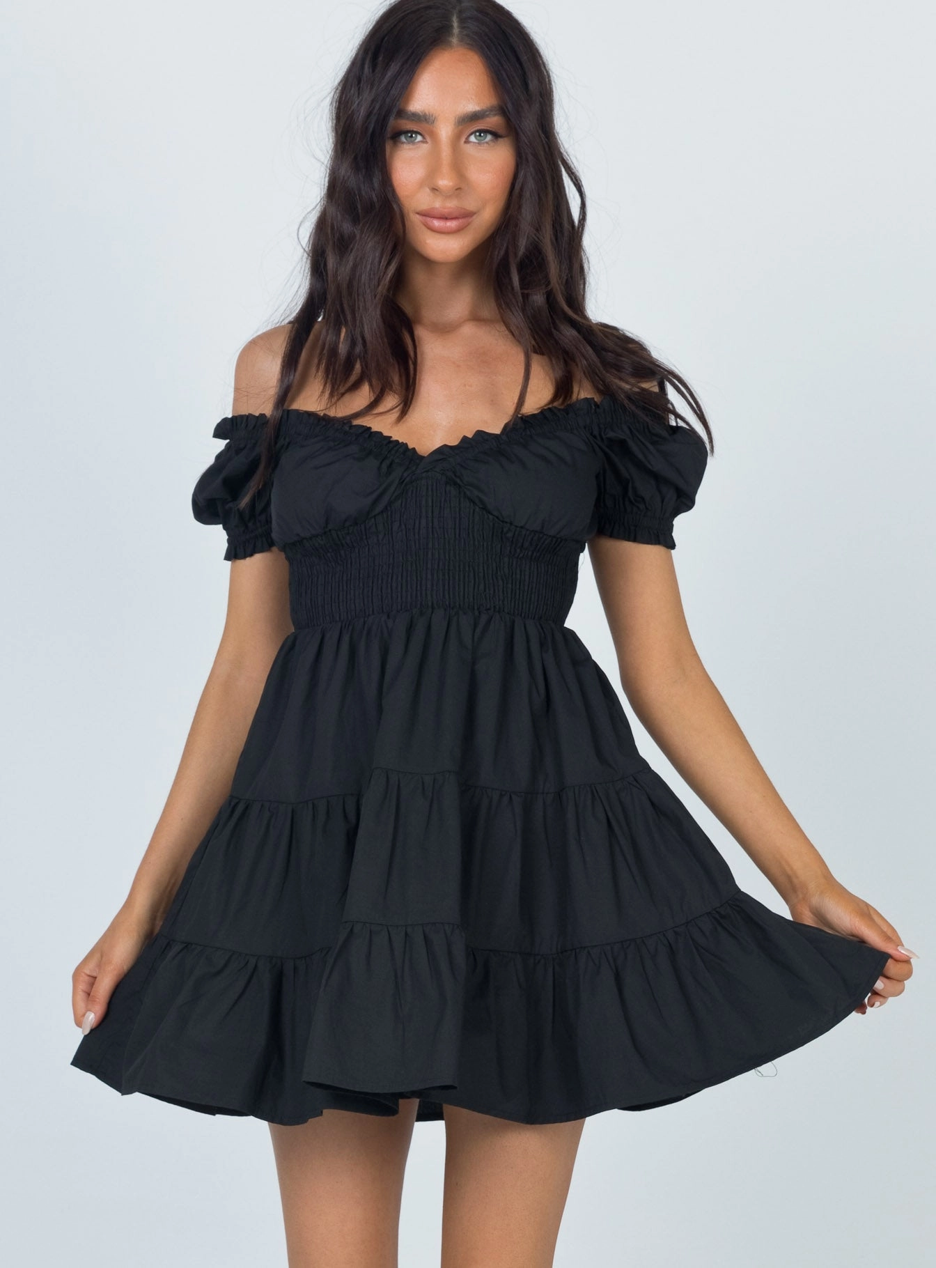 Daniela Mini Dress Black Playful and flirty dress Cotton Touch