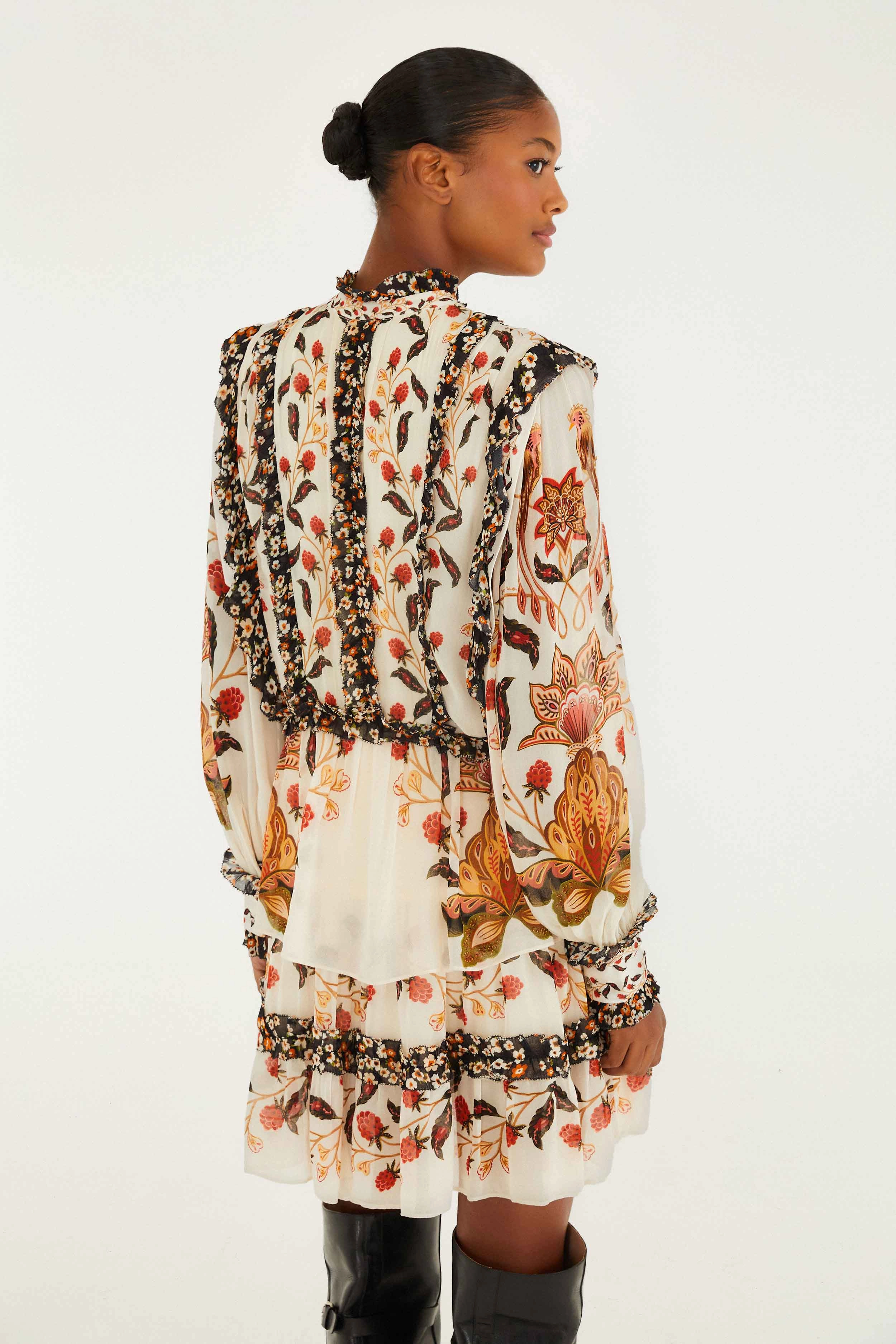All Season Style Cream Berry Garden Mini Dress delicate lace