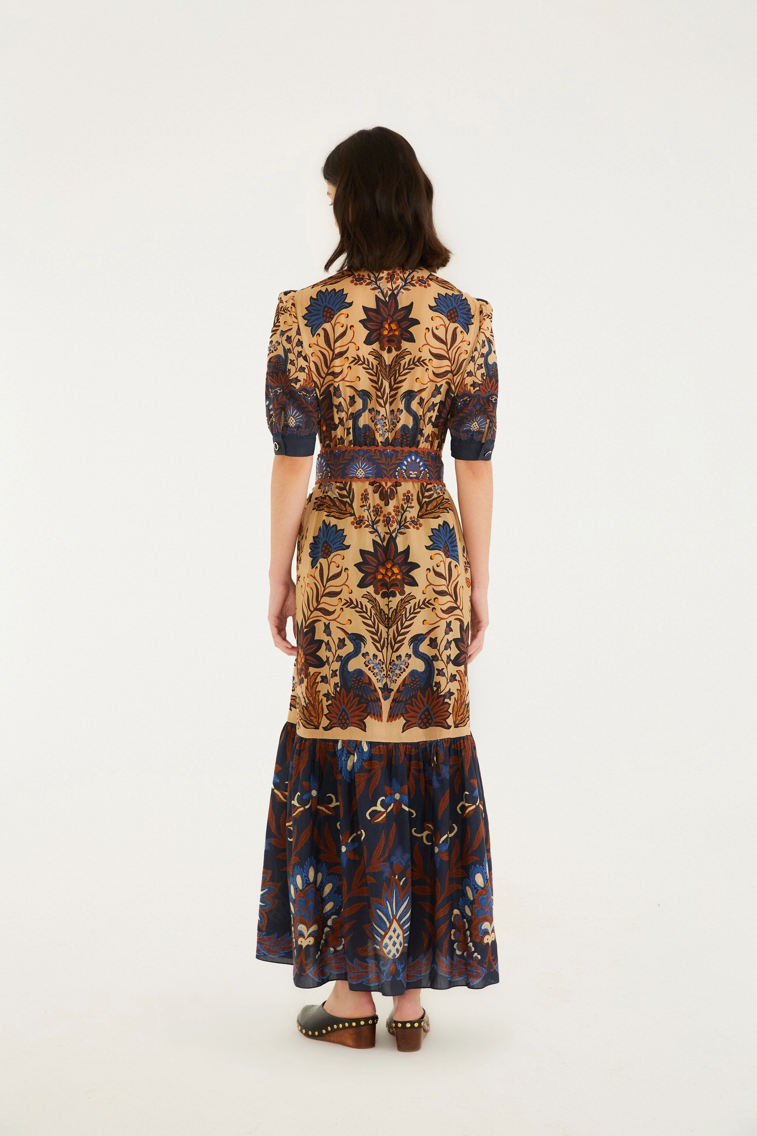 Stylish Choice Breathable wear Cream Marvelous Garden Short Sleeve Midi Dress Breathable Cloths