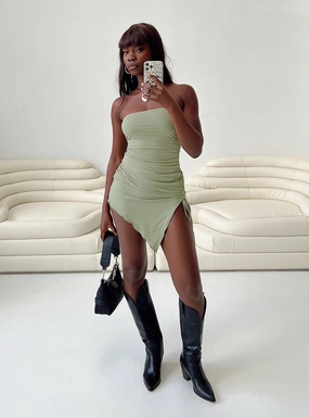 Caprani Mini Dress Sage Charming Design Travel Style