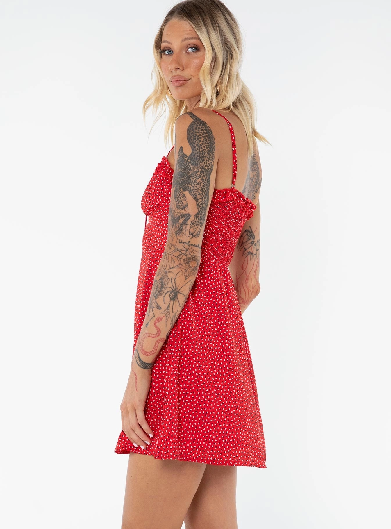 Comfy Fit Wear Subtle Comfort Love Birds Mini Dress Red Tall