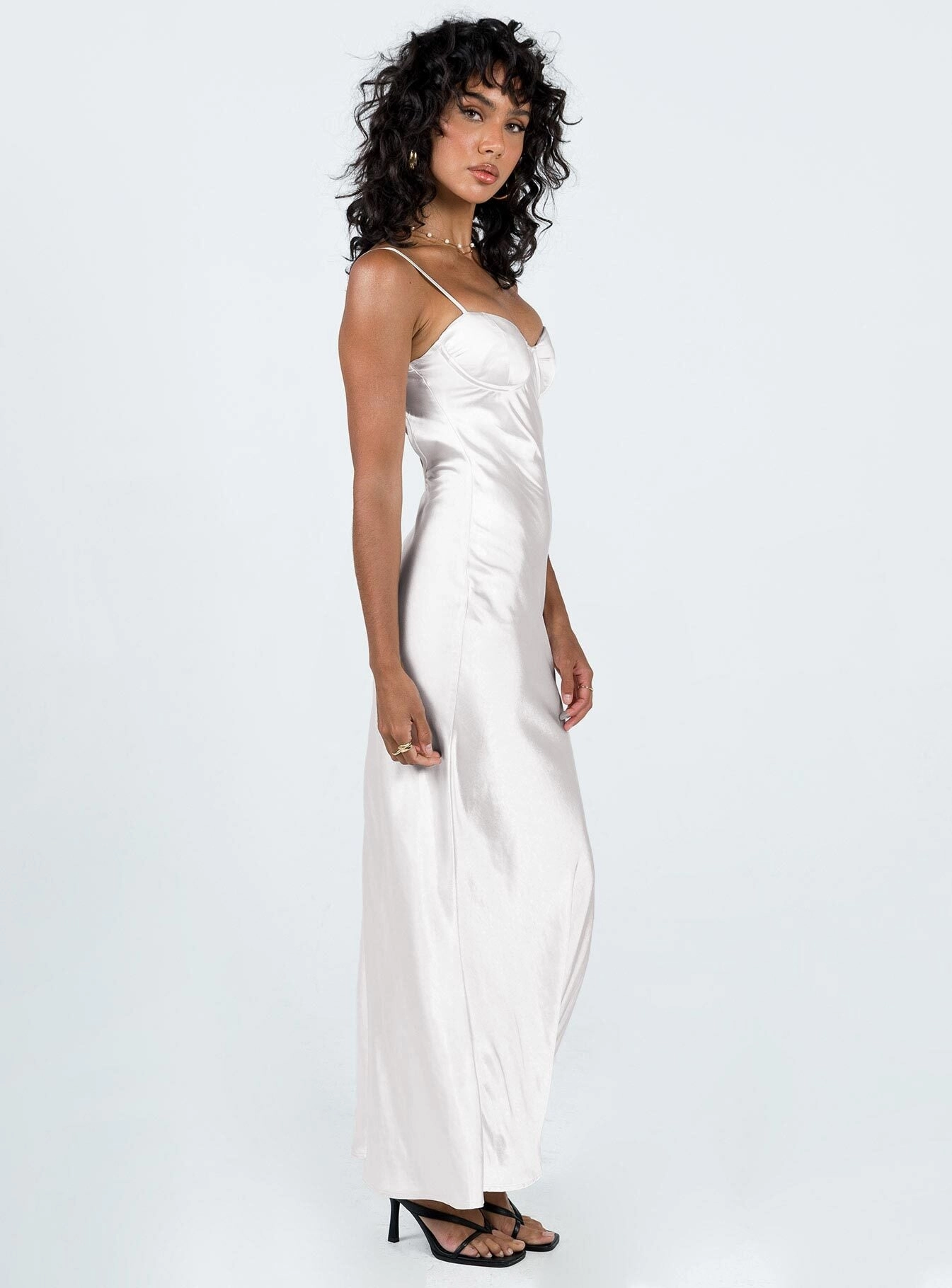 Polished and Elegant Romantic dinner wear Creewood Maxi Dress Champagne
