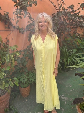 Harmonious Layers Crinkle Oversized Dress Lemon