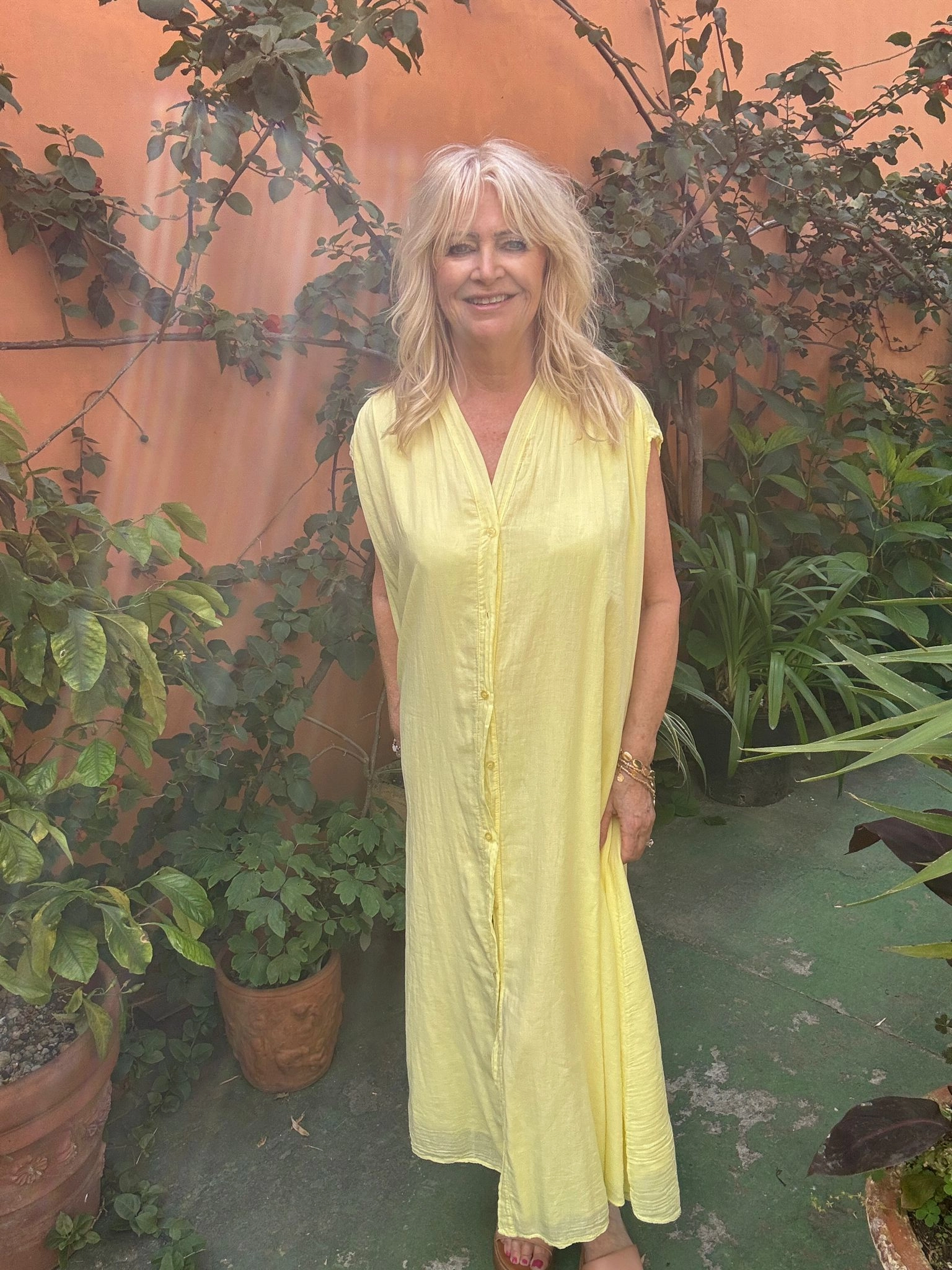 Harmonious Layers Crinkle Oversized Dress Lemon