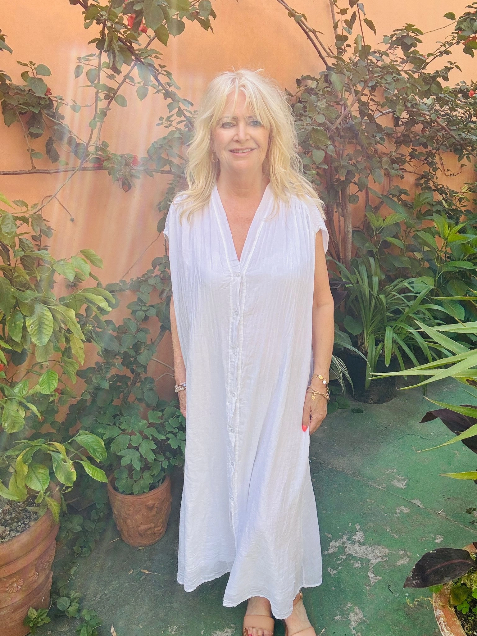 Minimalist Design Crinkle Oversized Dress White