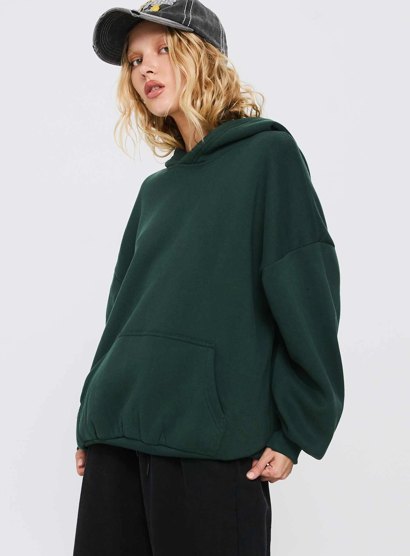 Good Luck Graphic Hoodie Green / Blue upcycled design Eco Conscious Material