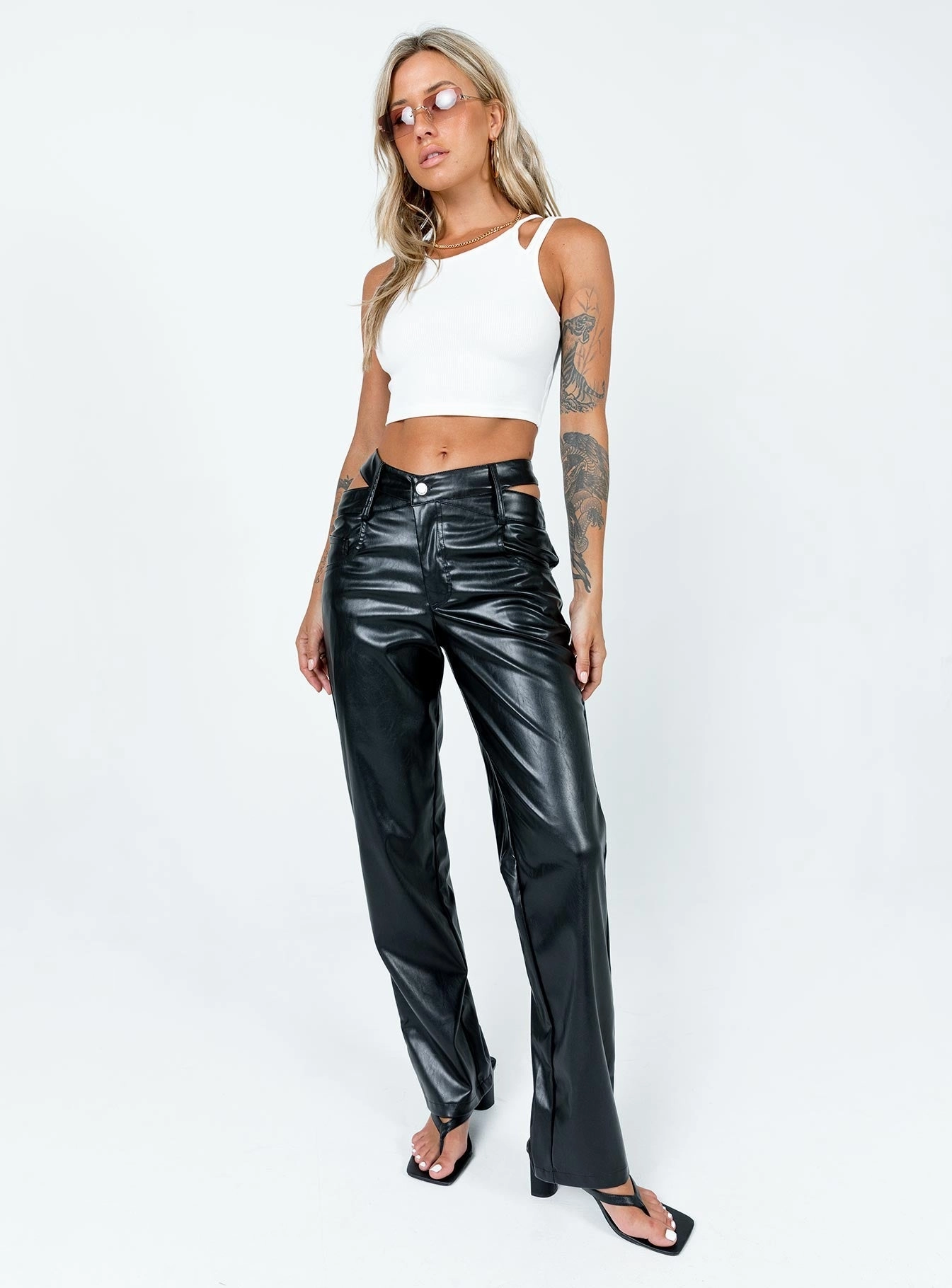 Mollie PU Pants Black Comfortable fit
