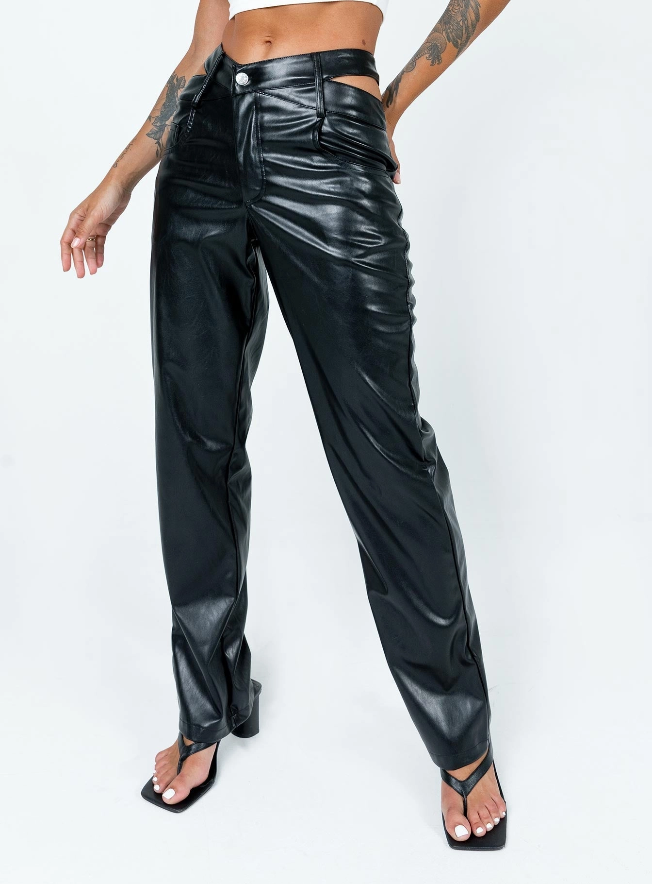 RecycledMaterial Mollie PU Pants Black