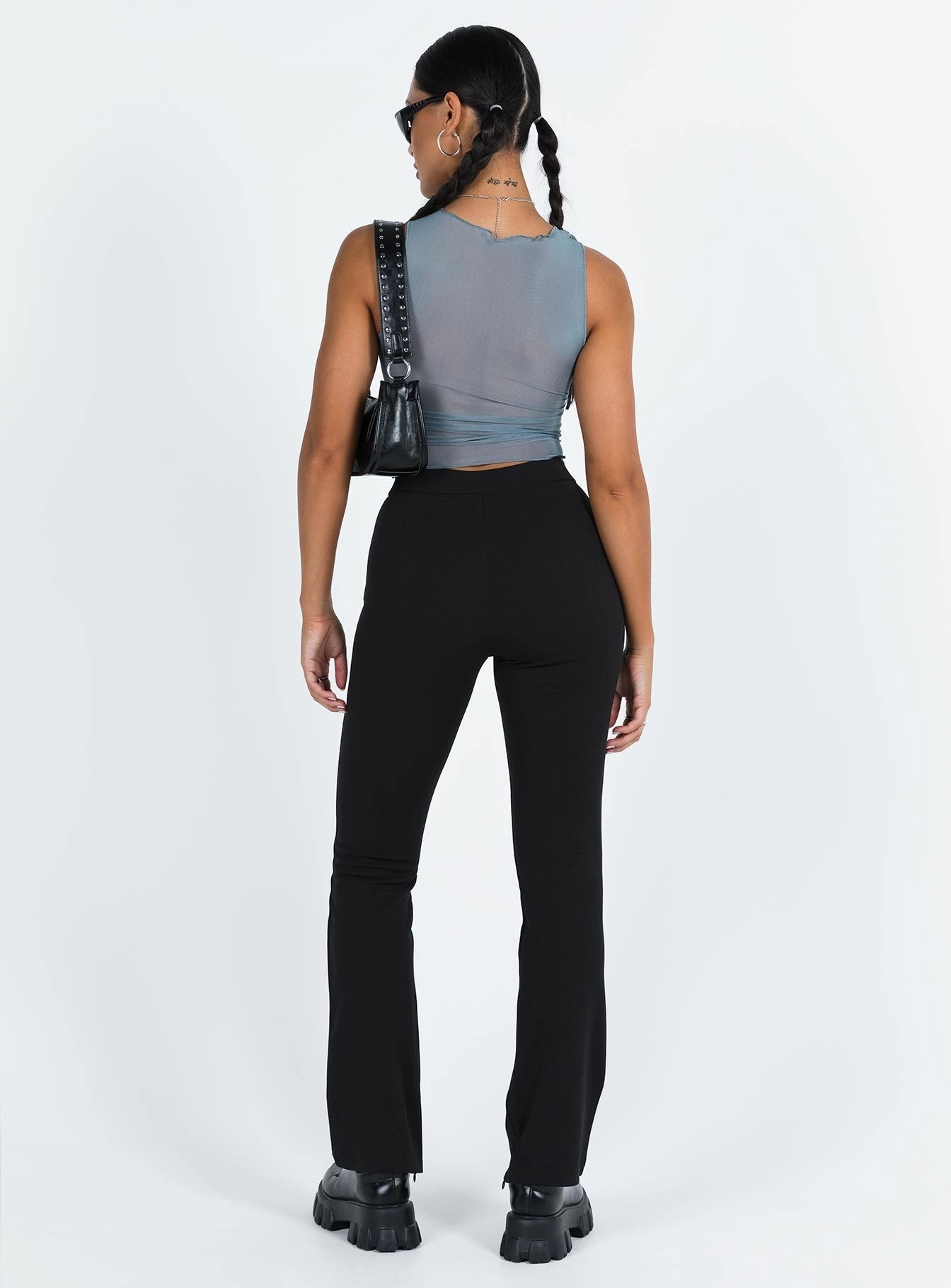 Cristomo Pants Black Tapered Look Flexible Layer