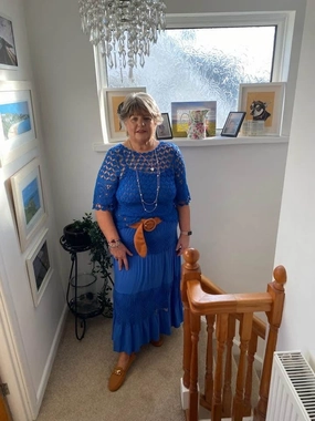 Crisp Details Crochet Panel Gypsy skirt Royal Blue