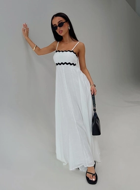 Croxetti Maxi Dress White Luxe Touch Floral Pattern