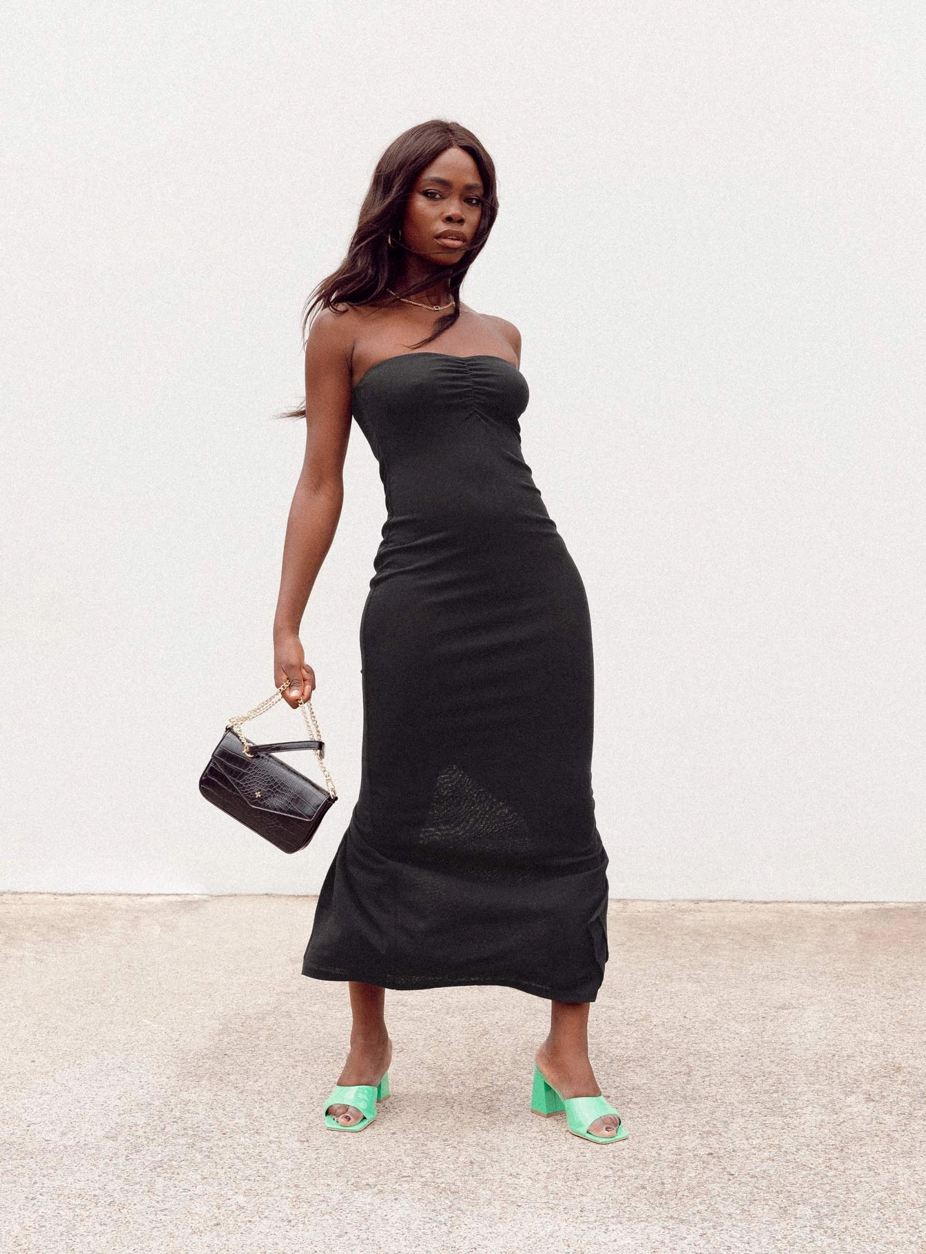 Pure Shape Charm Strapless Maxi Dress Black