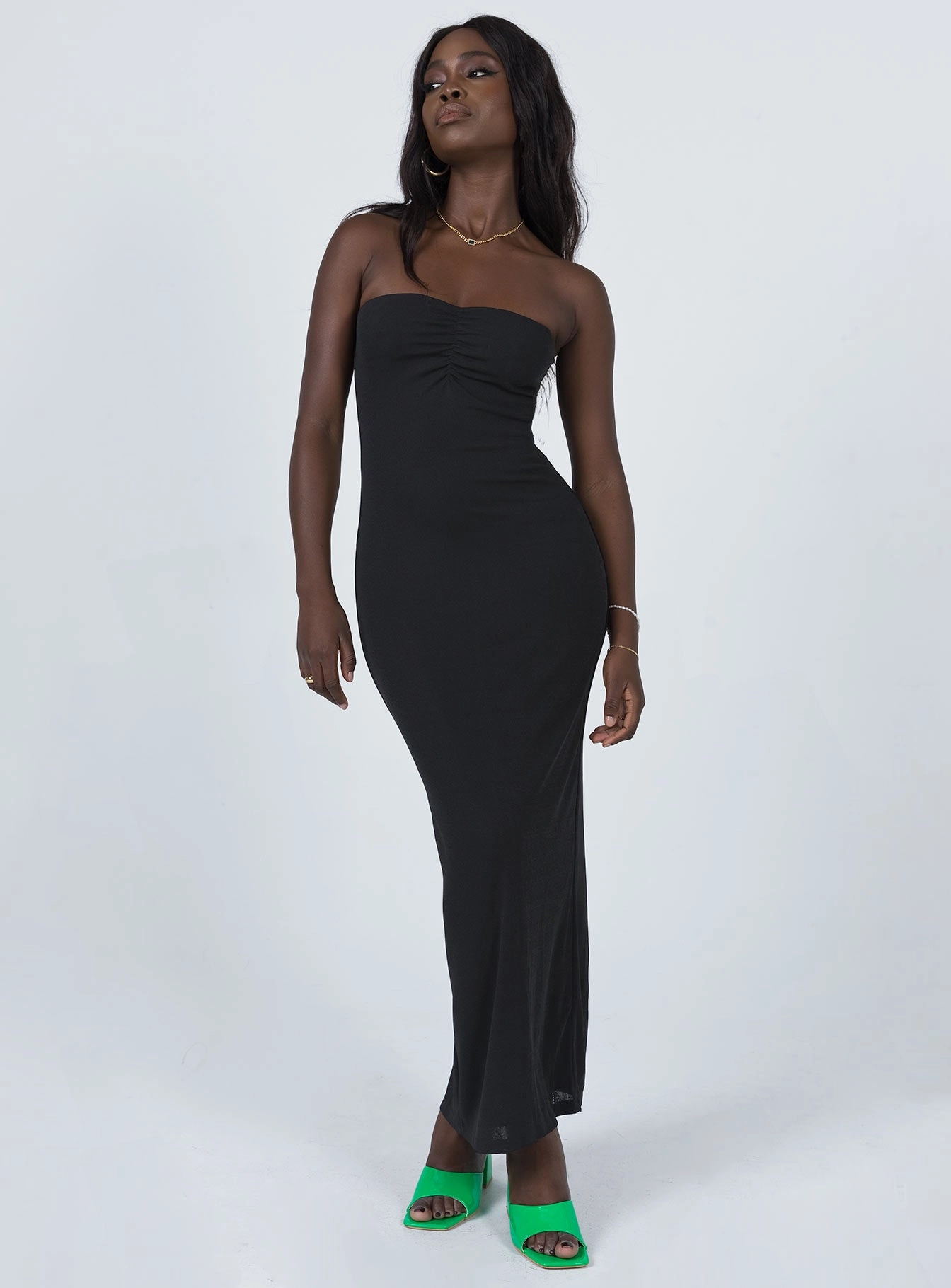 Charm Strapless Maxi Dress Black Weekend Favorite Trendy Silhouette