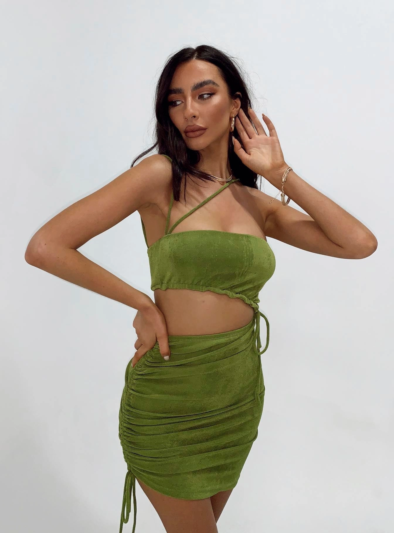 Wide Swing Dress for brunch Imelda Mini Dress Green