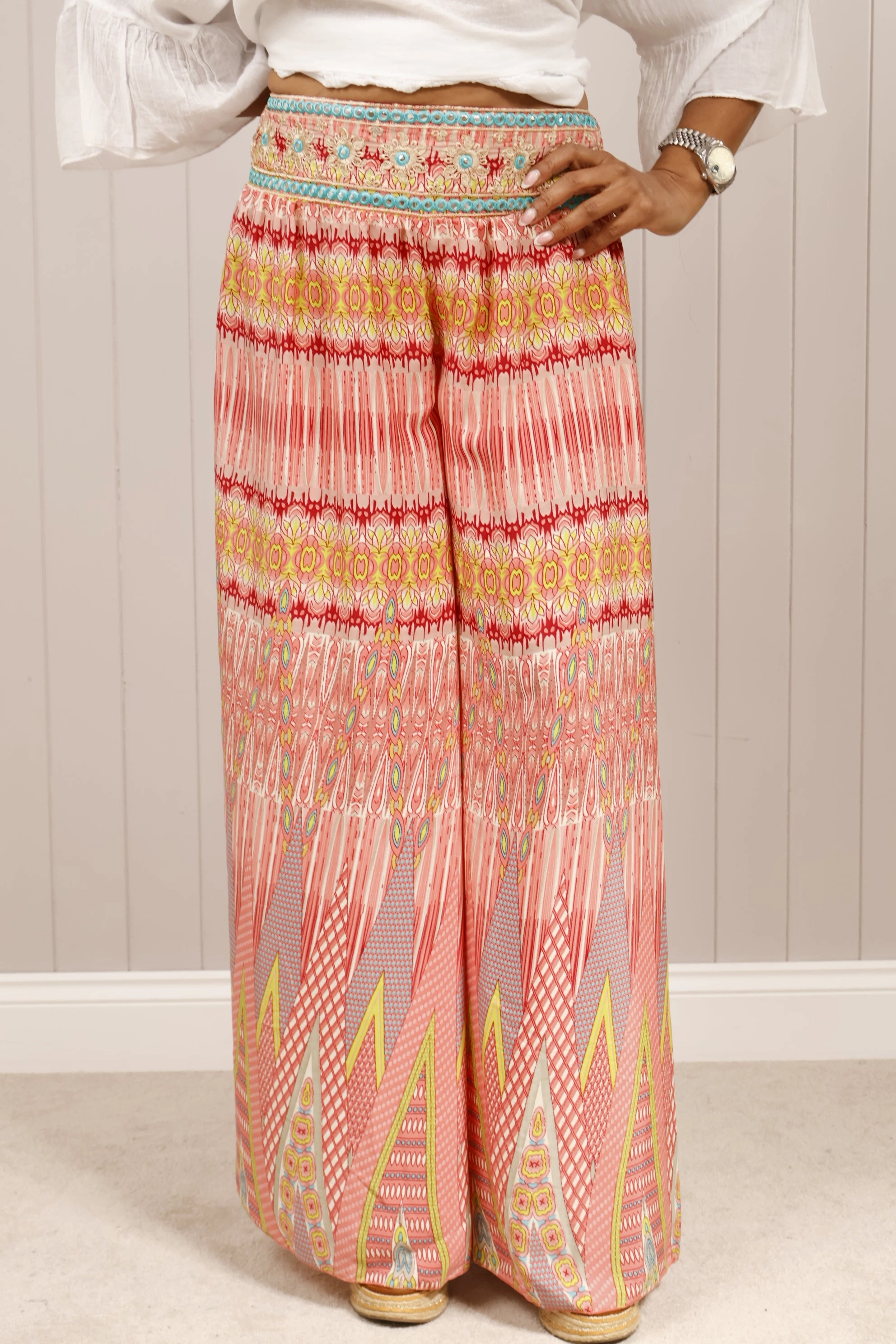 Dahlia Wide Leg Trousers Clover Fit Freedom Tapered Leg Design