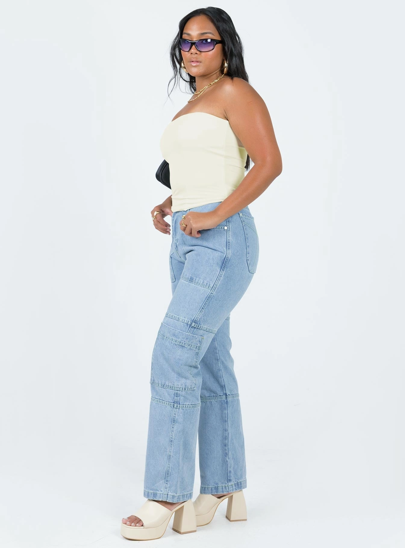 Holiday Vibes Date Night Lightweight The Ragged Priest Combat Organic Cotton Denim Light Blue