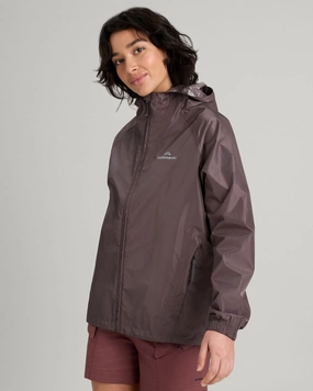 Windproof Design Elastic Hem Adjustment Women's Pocket-it 2-layer Rain Jacket - Light Quartz