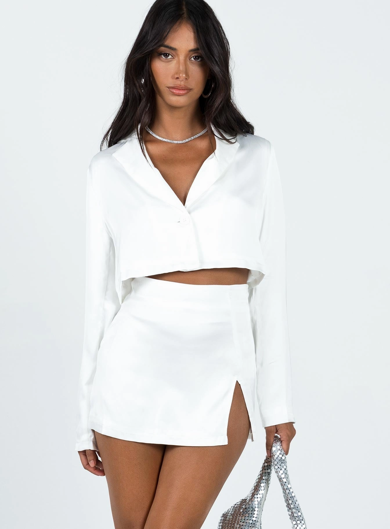 Layered Hem Lightwear Look Daley Set White