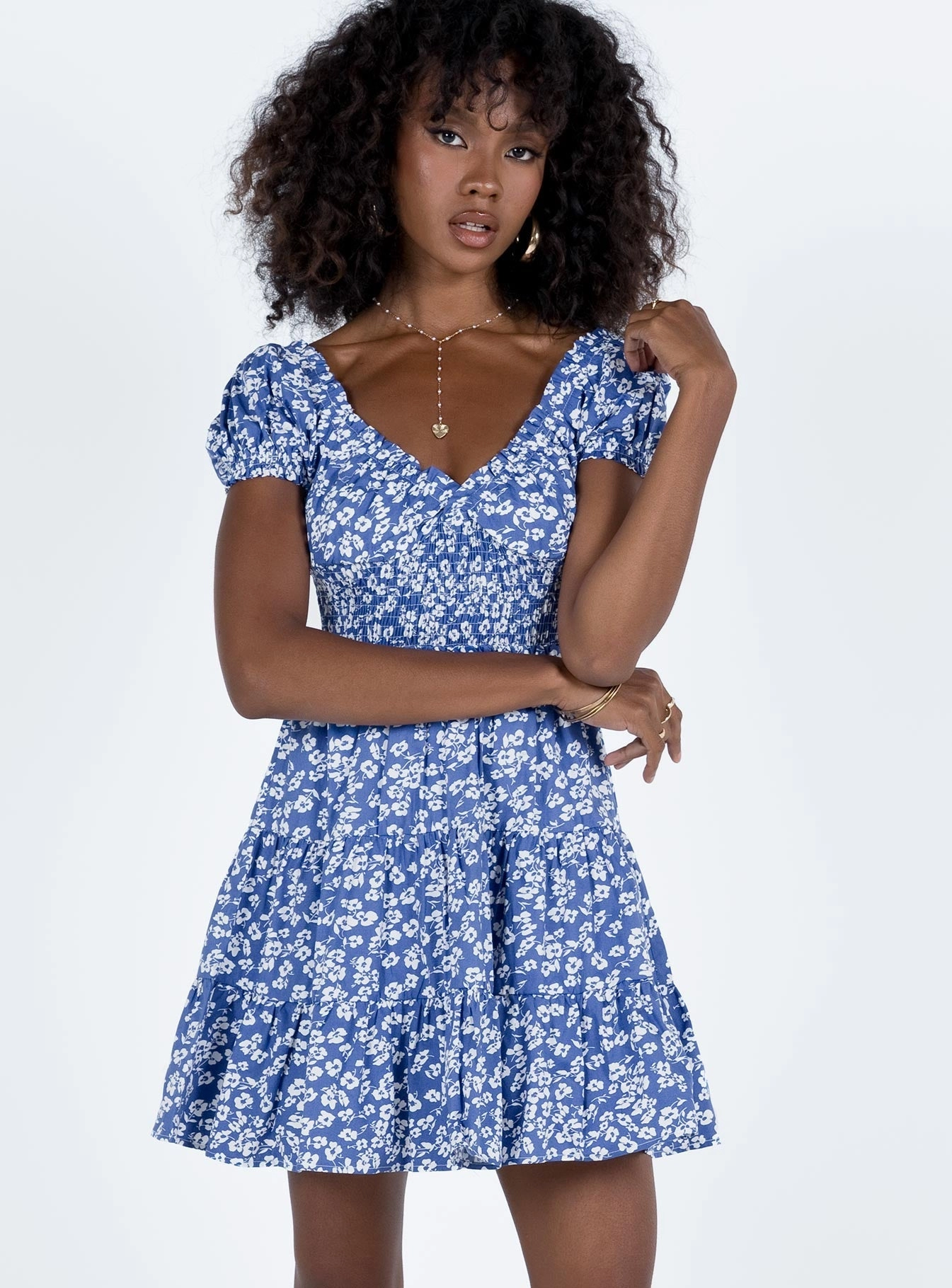 Daniela Mini Dress Blue Floral Bloom Soft