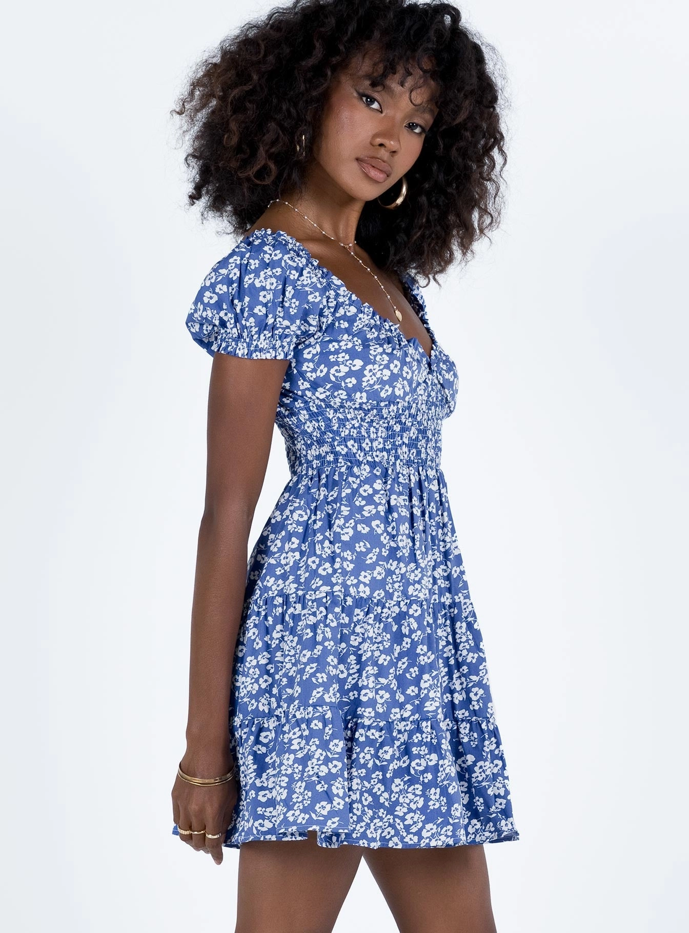 Daniela Mini Dress Blue Floral Premium Quality Sophisticated Edge