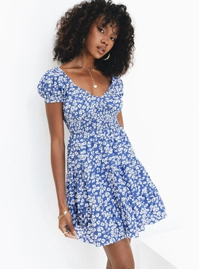 Daniela Mini Dress Blue Floral Soft Harmony