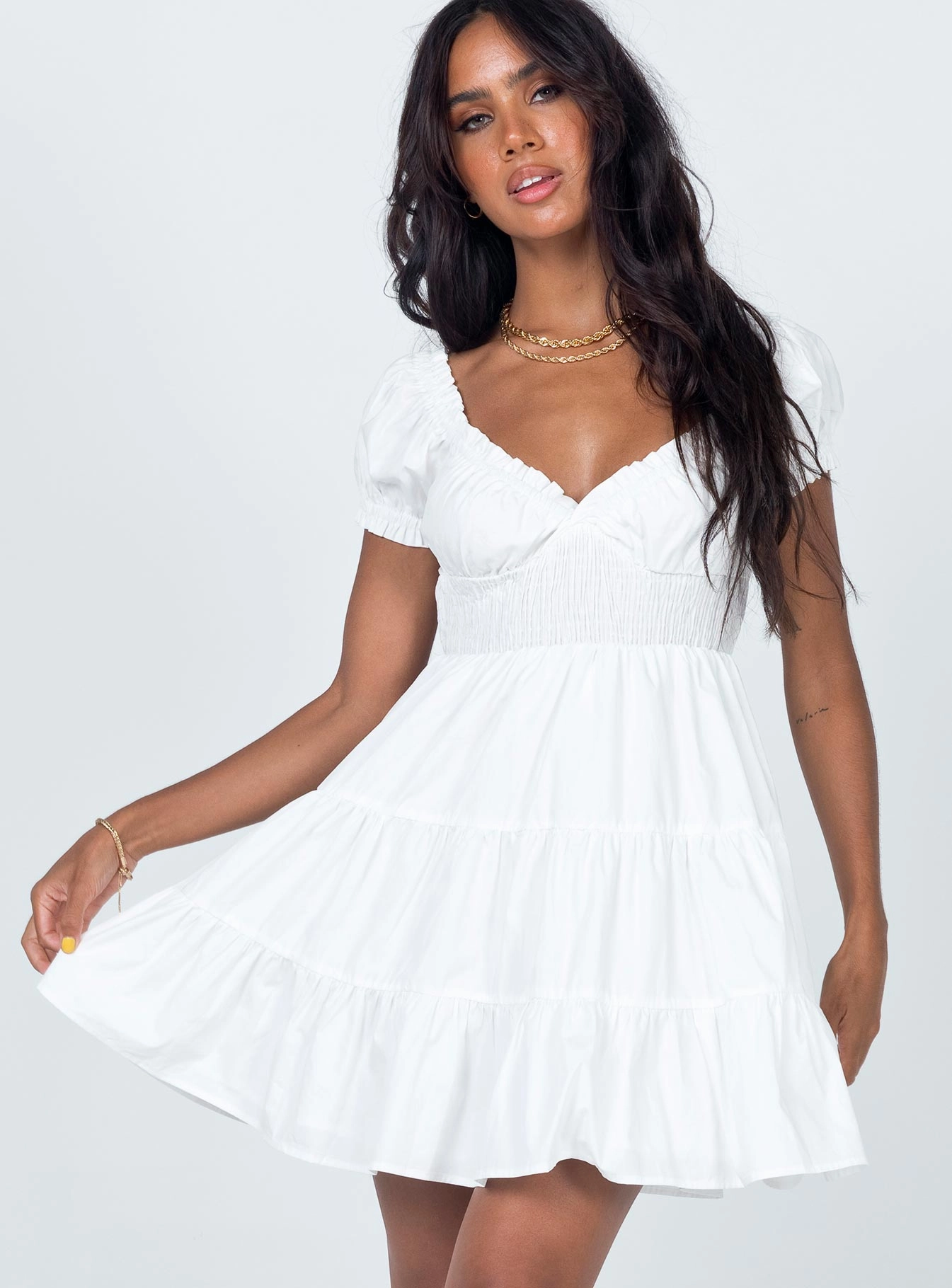 Daniela Mini Dress White Outdoor Scene Neutral Base