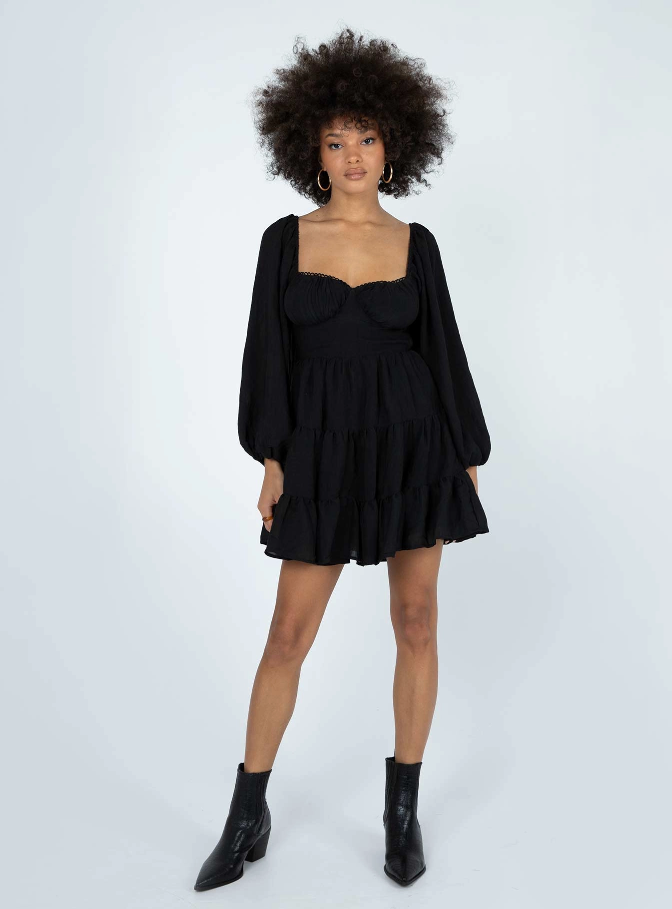 Danny Long Sleeve Mini Dress Black Hook-And-Eye