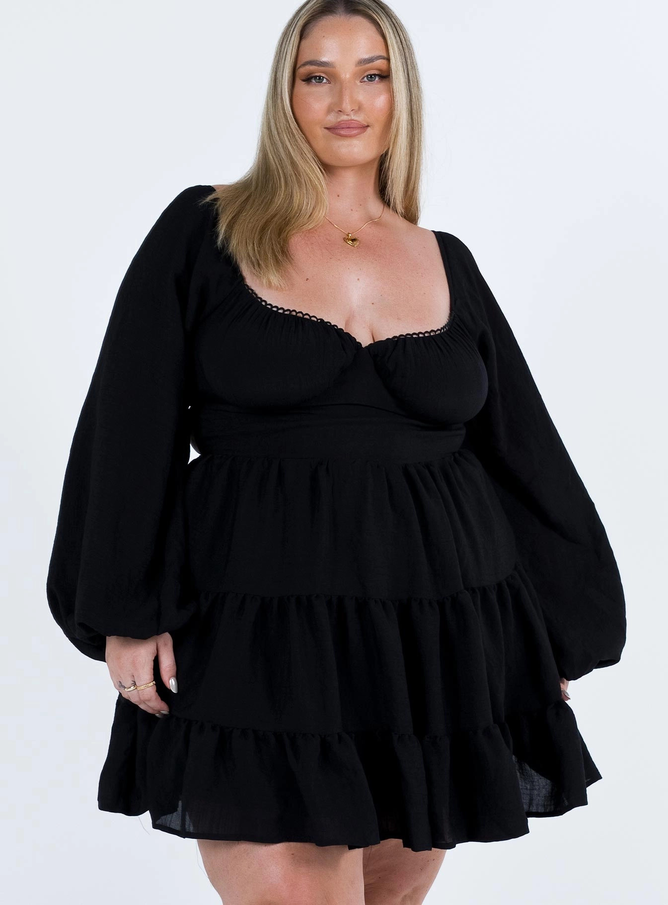 Everyday Look Danny Long Sleeve Mini Dress Black Curve