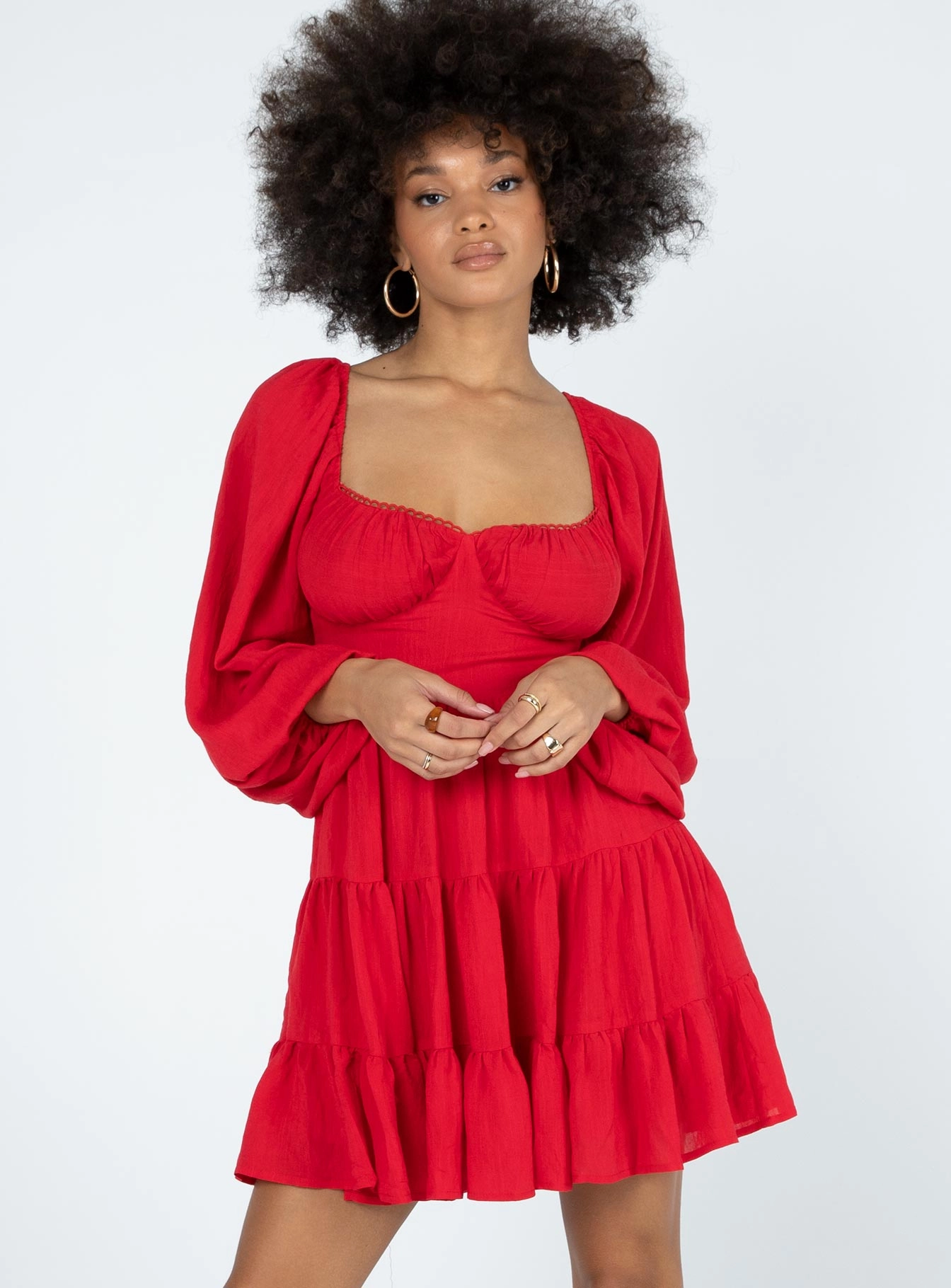 Flare Breeze Danny Long Sleeve Mini Dress Red