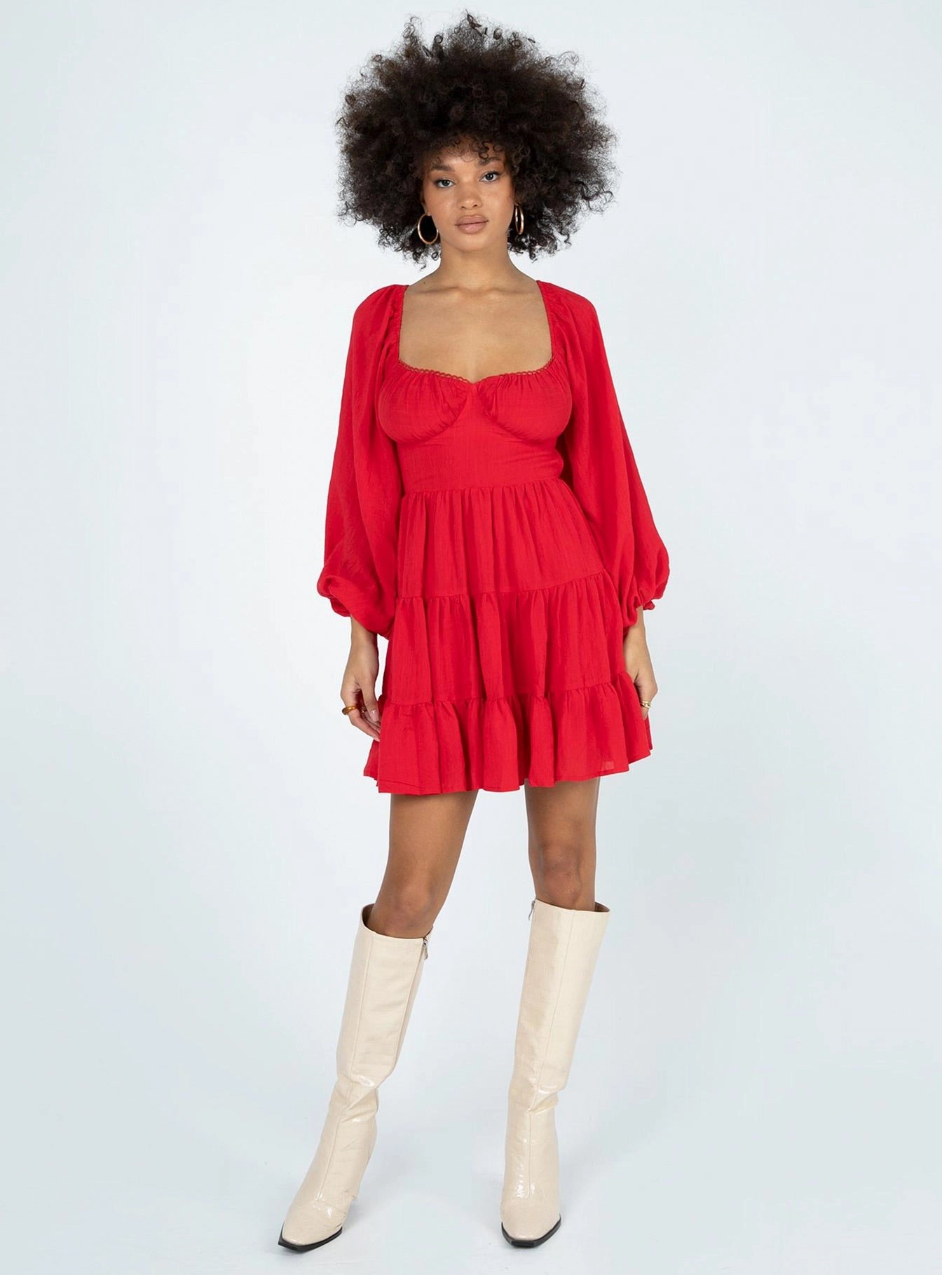 Danny Long Sleeve Mini Dress Red Sweet Mood