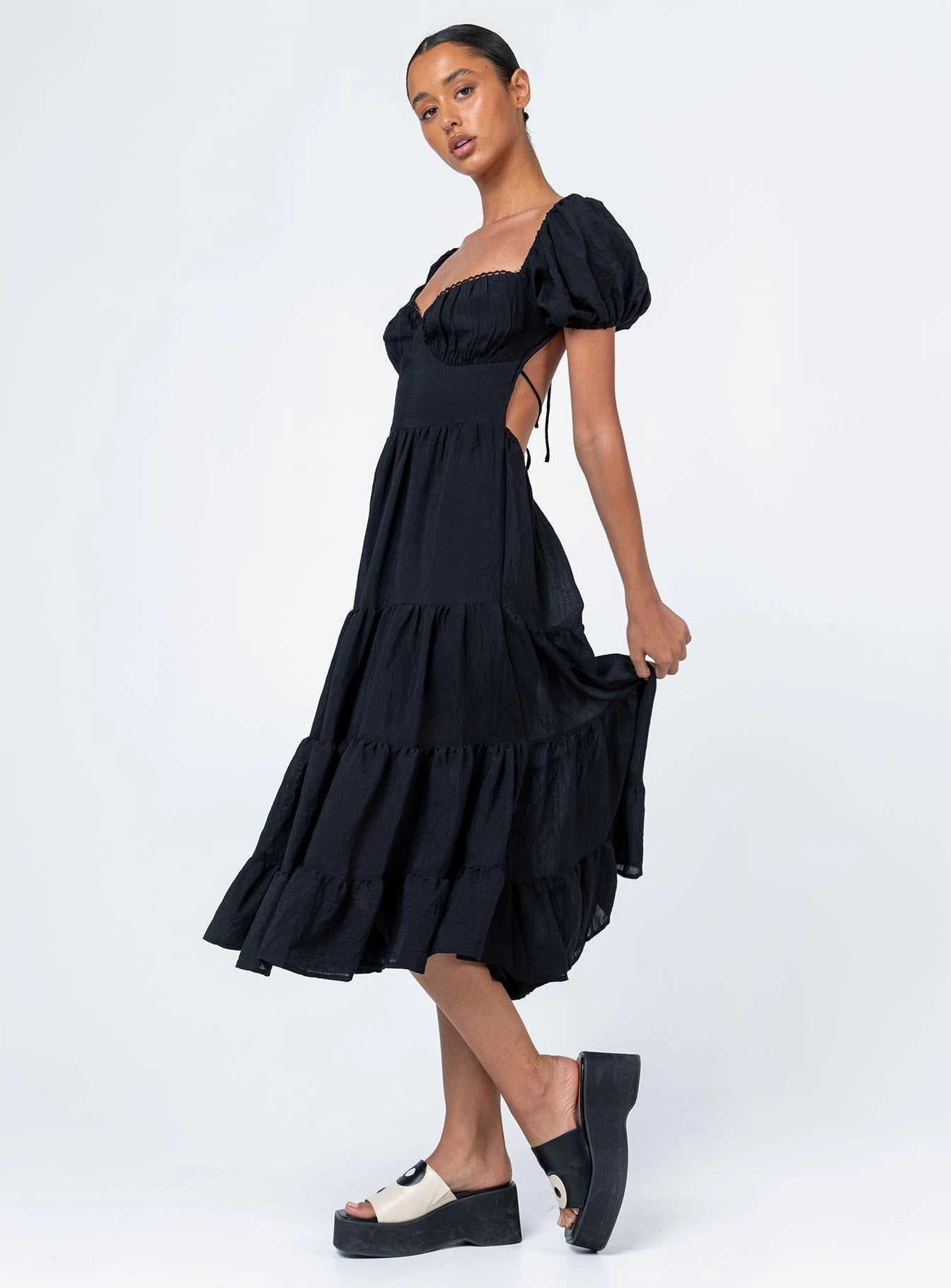Flare Swing Danny Midi Dress Black