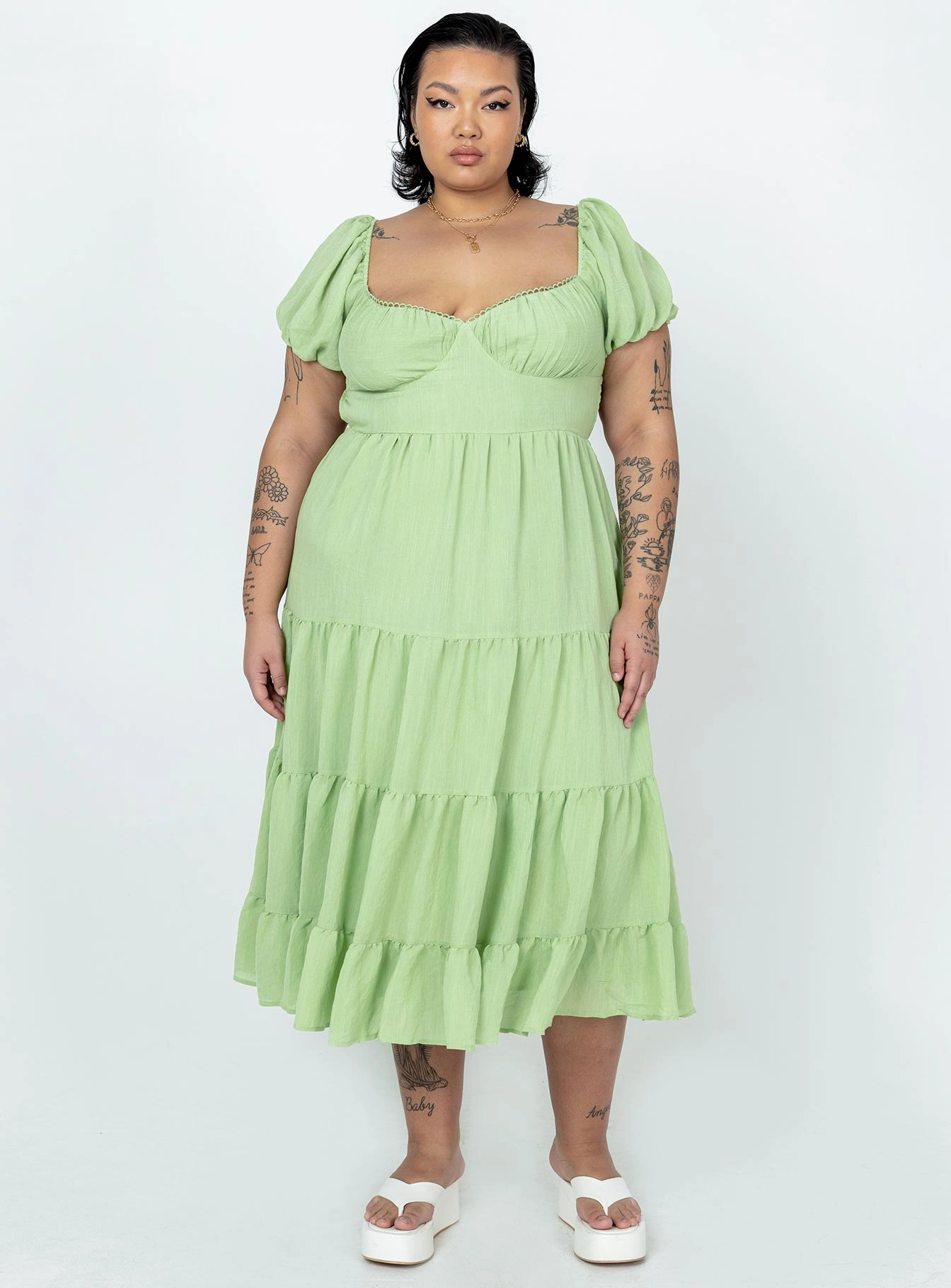 Danny Midi Dress Green Curve Refined Vibe Vibrant Colors