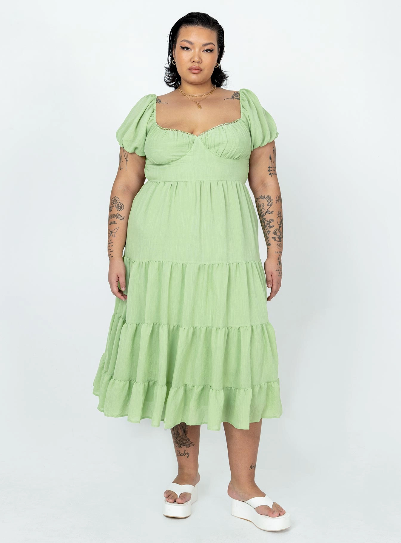 Delicate Edge Danny Midi Dress Green Curve