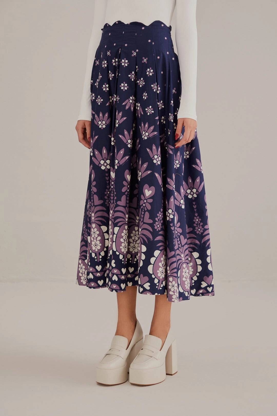 Dark Blue Ainika Martina Midi Skirt Fast fashion