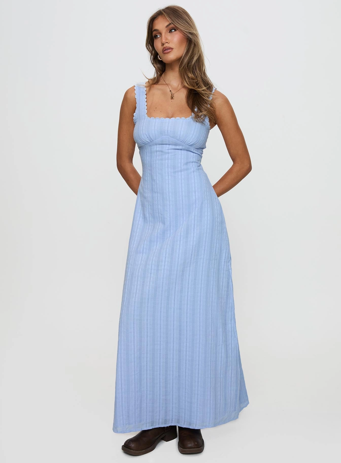Asymmetrical hem Light Fabrication Dasha Maxi Dress Blue